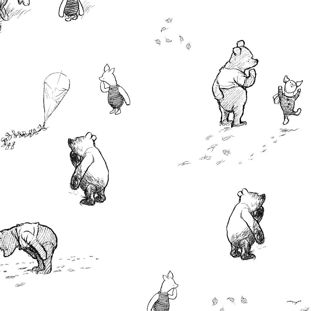 "Winnie Wallpaper by Wall Blush featuring playful bear illustrations for a child's room decor focus"