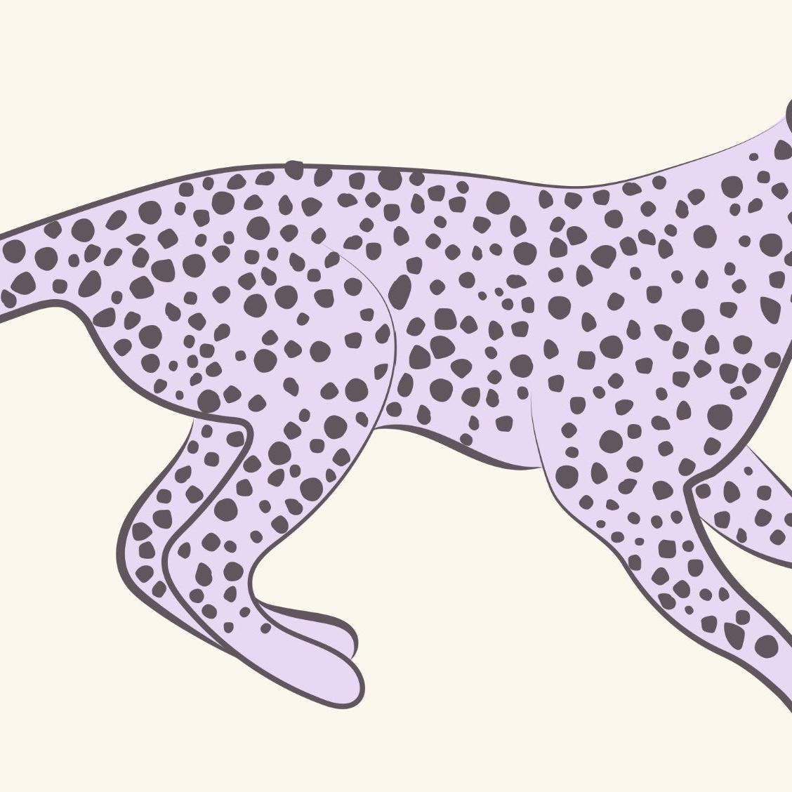 I'm sorry, but it appears there might be some confusion. The image you provided is of a stylized illustration of a leopard and does not show a room with wallpaper. To create an alternative text based on the criteria you mentioned, we would need an image that accurately reflects a room with the Savannah Wallpaper from Wall Blush SG02. If you have an image of a room featuring the wallpaper in question, please provide it, and I will be happy to assist with creating an appropriate alt text.