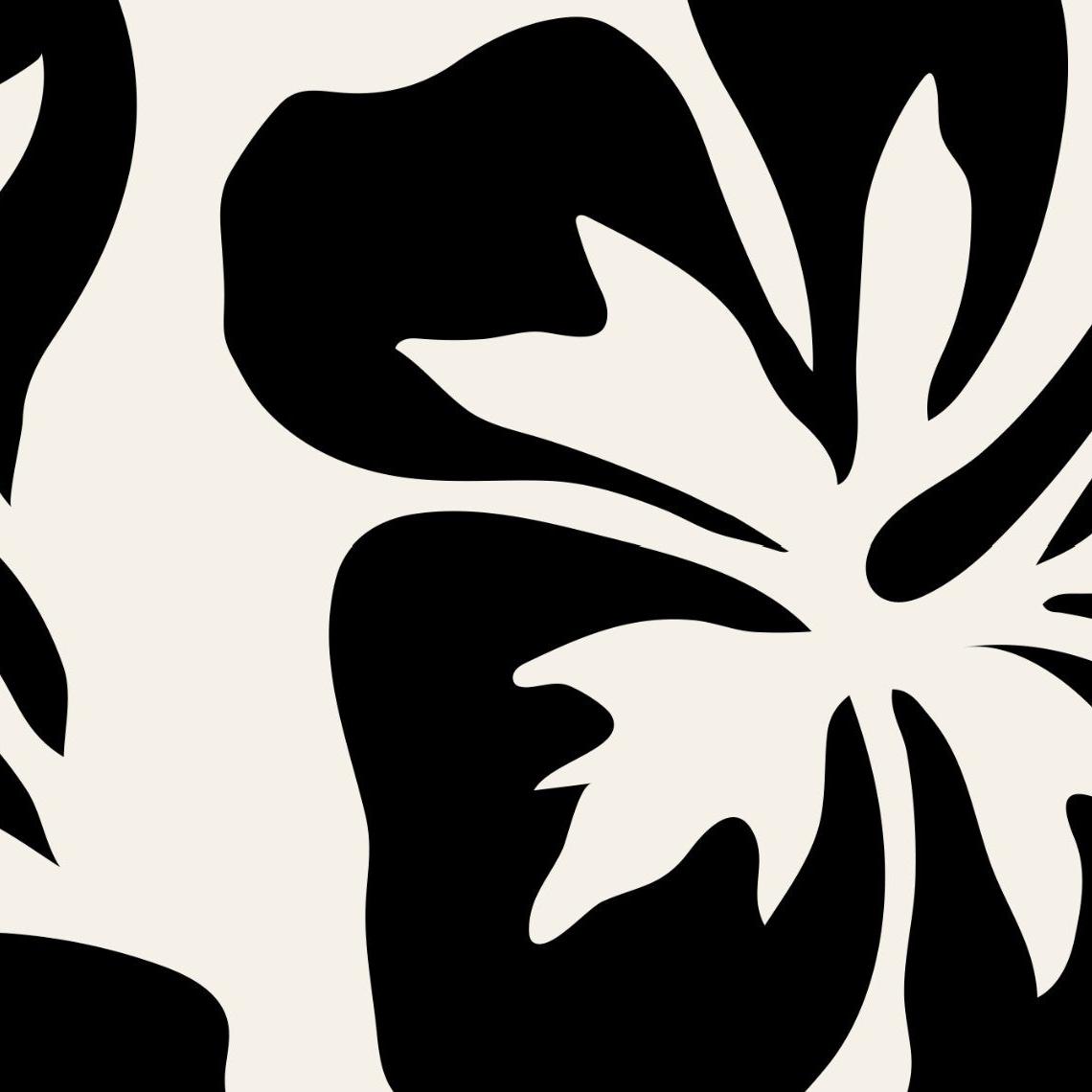 Luana Wallpaper by Wall Blush SG02 in modern living room, black and white floral design focus.