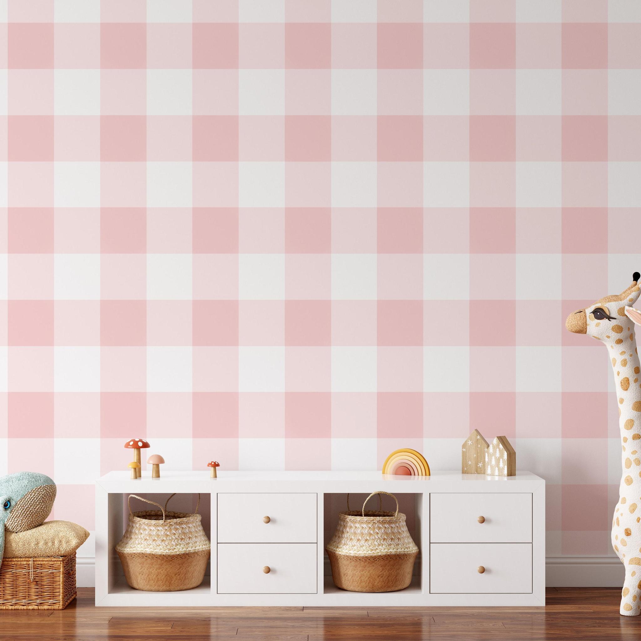 Wall Blush's Annabelle Wallpaper in a stylish children's room with plush toys and modern decor.