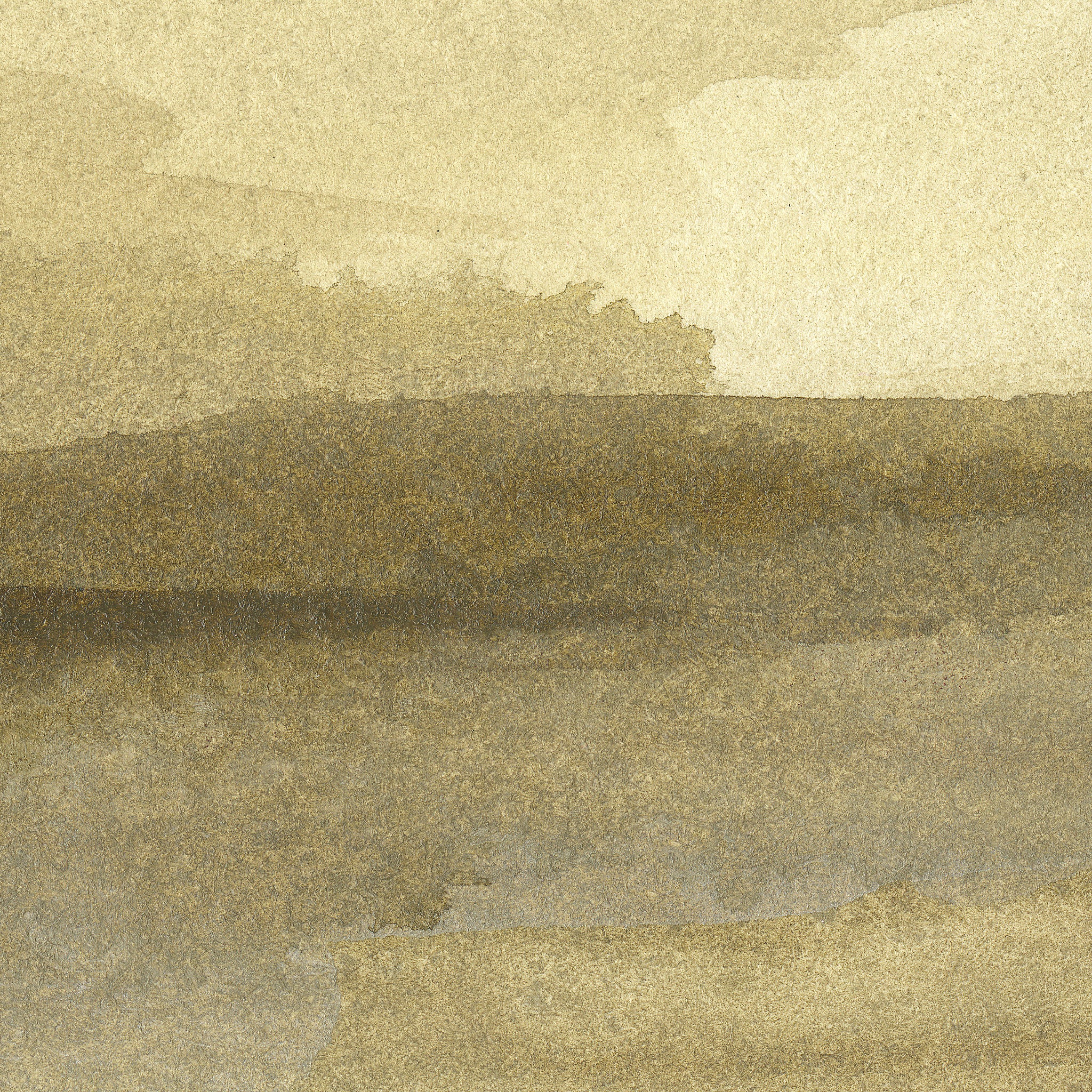 "Wall Blush's Be Still Wallpaper in a modern living room, textured golden hues creating a warm ambiance."