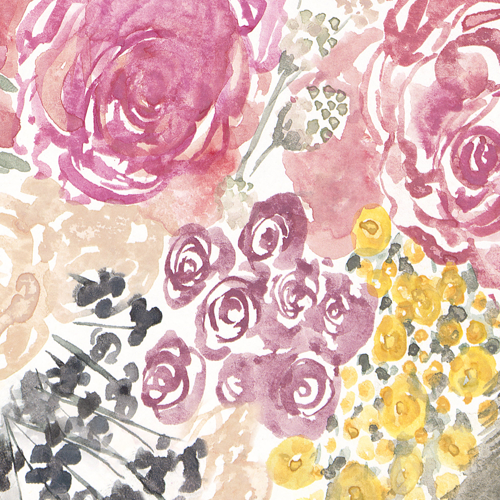 Alt: "Wall Blush's Spring Fling Wallpaper, featuring floral patterns in a stylish living room, highlighting vibrant wall decor."