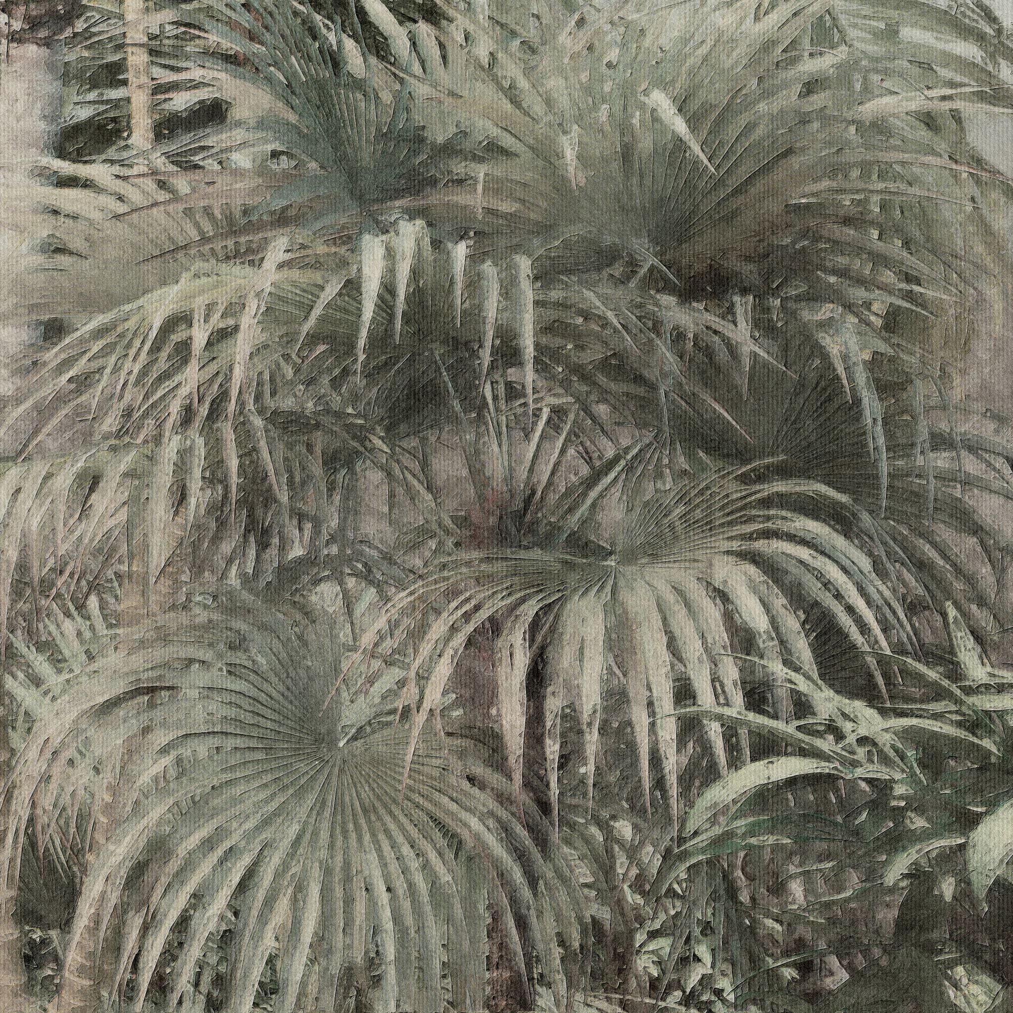 "Mowgli Wallpaper by Wall Blush with a tropical theme, perfect for a statement wall in a living room."