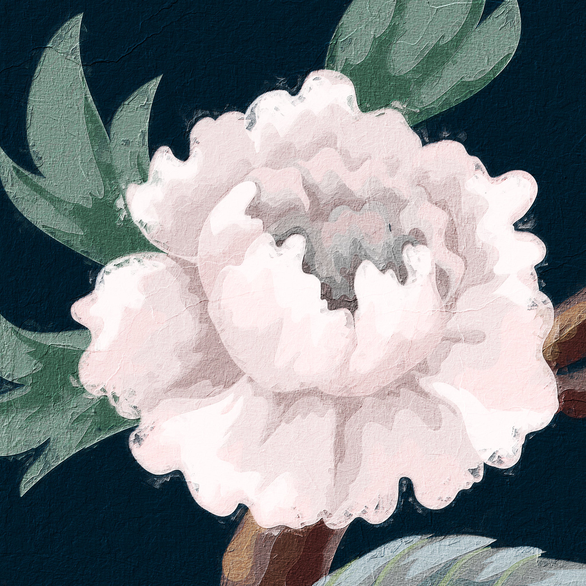 "Wall Blush Ophelia Wallpaper with floral design in modern living room, large peony focus."
(Note: Since the image is a close-up of the wallpaper design, the type of room is not visible. Therefore, the alt text suggests a general modern living room setup, which is a likely application for such wallpaper.)