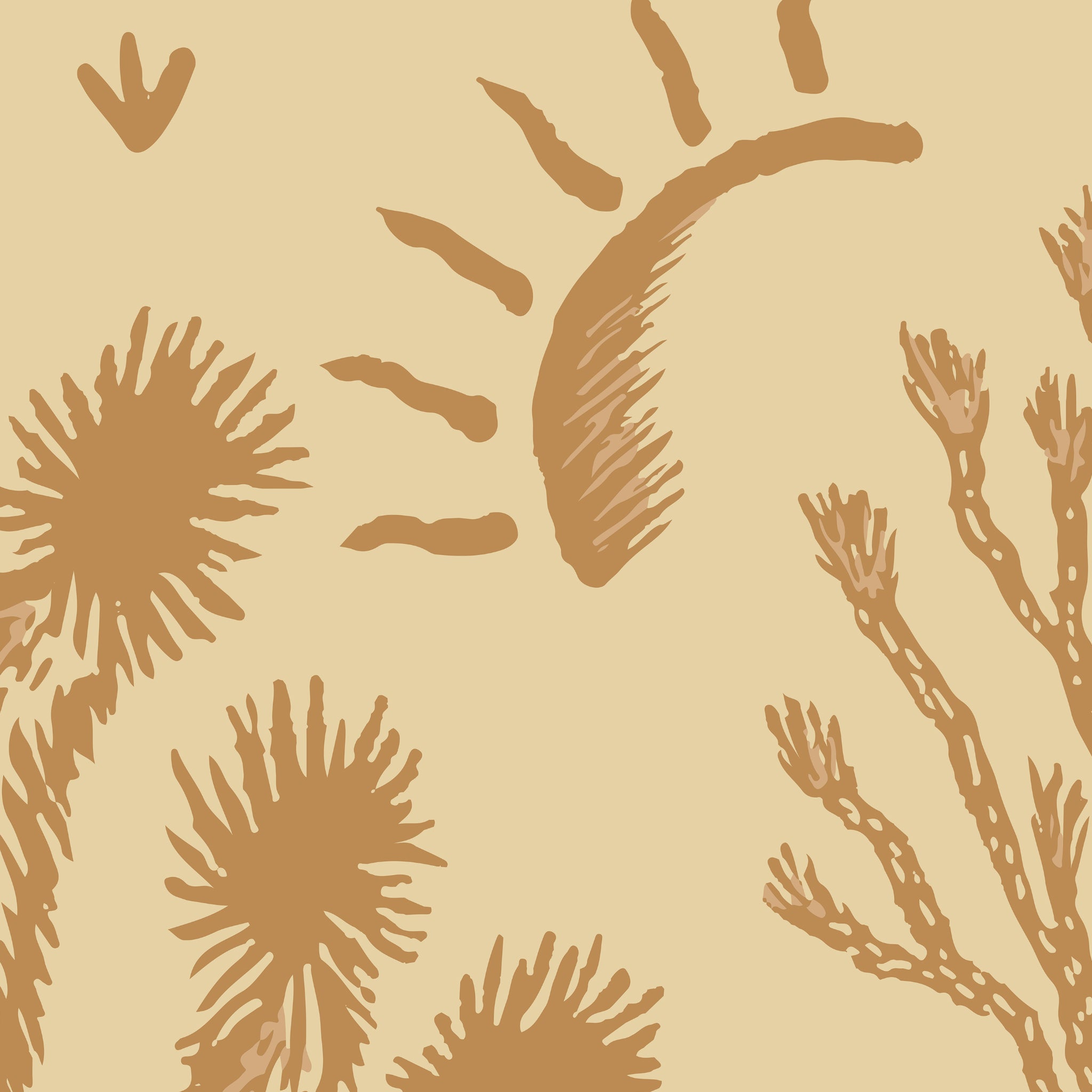 "Desert Dreamer (Orange) Wallpaper by Wall Blush in a modern living room, highlighting the immersive wall decor."