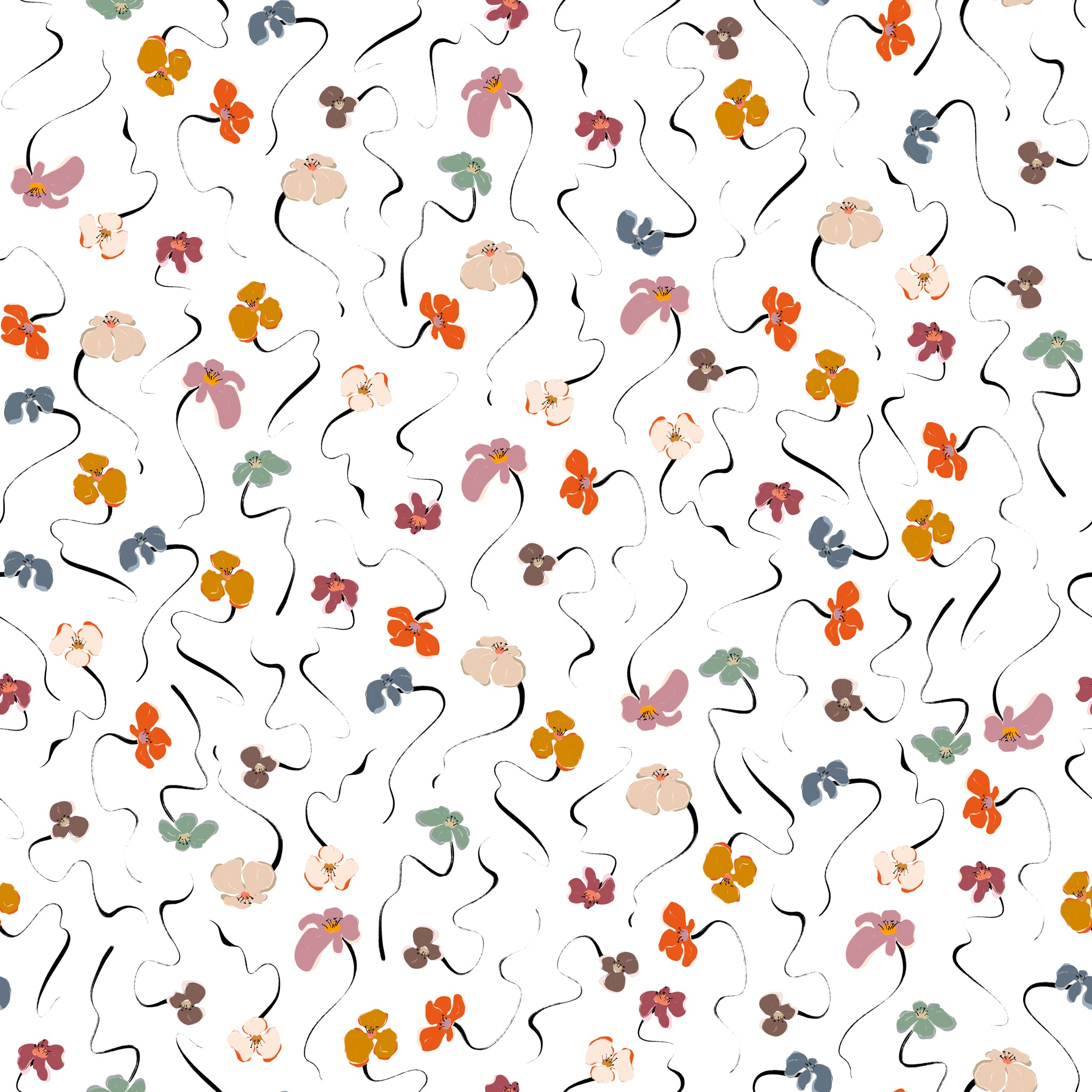 "Dream On Wallpaper by Wall Blush with colorful floral pattern, ideal for brightening living room walls."