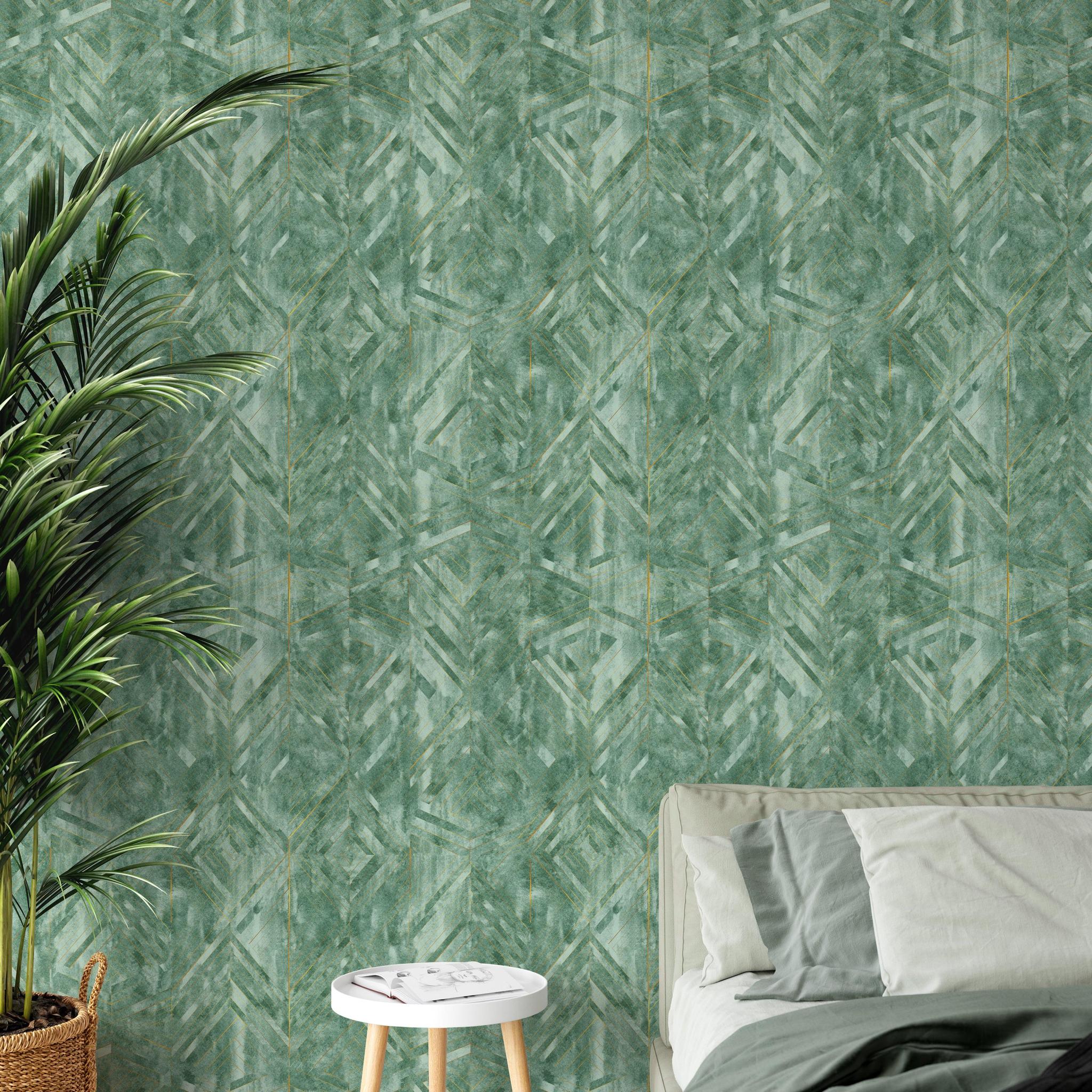 Stylish Gemini Wallpaper from The Clements Crew Line in a cozy bedroom setting, showcasing elegant wall decor.