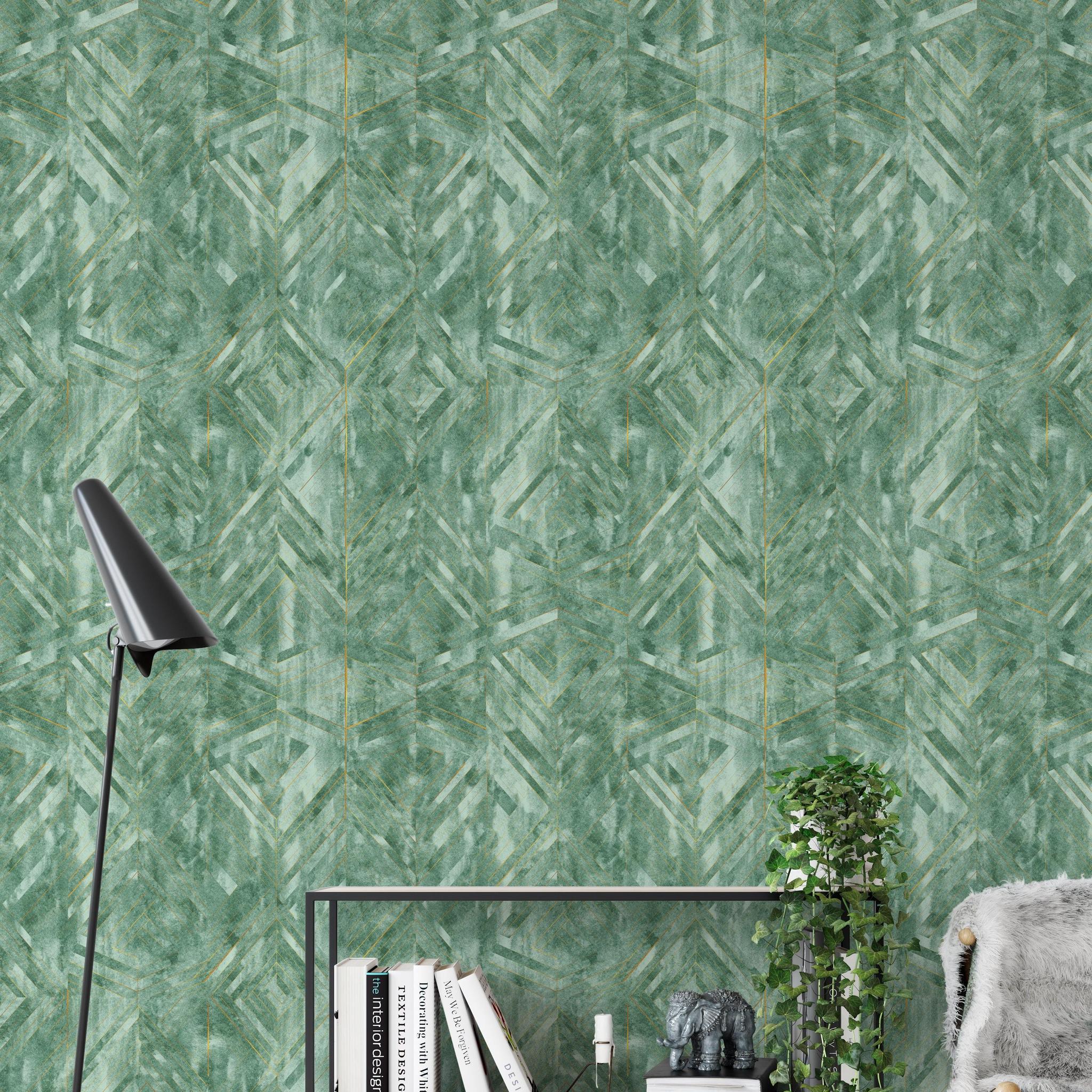 Stylish Gemini Wallpaper from The Clements Crew Line in a modern living room interior, emphasizing pattern and texture.