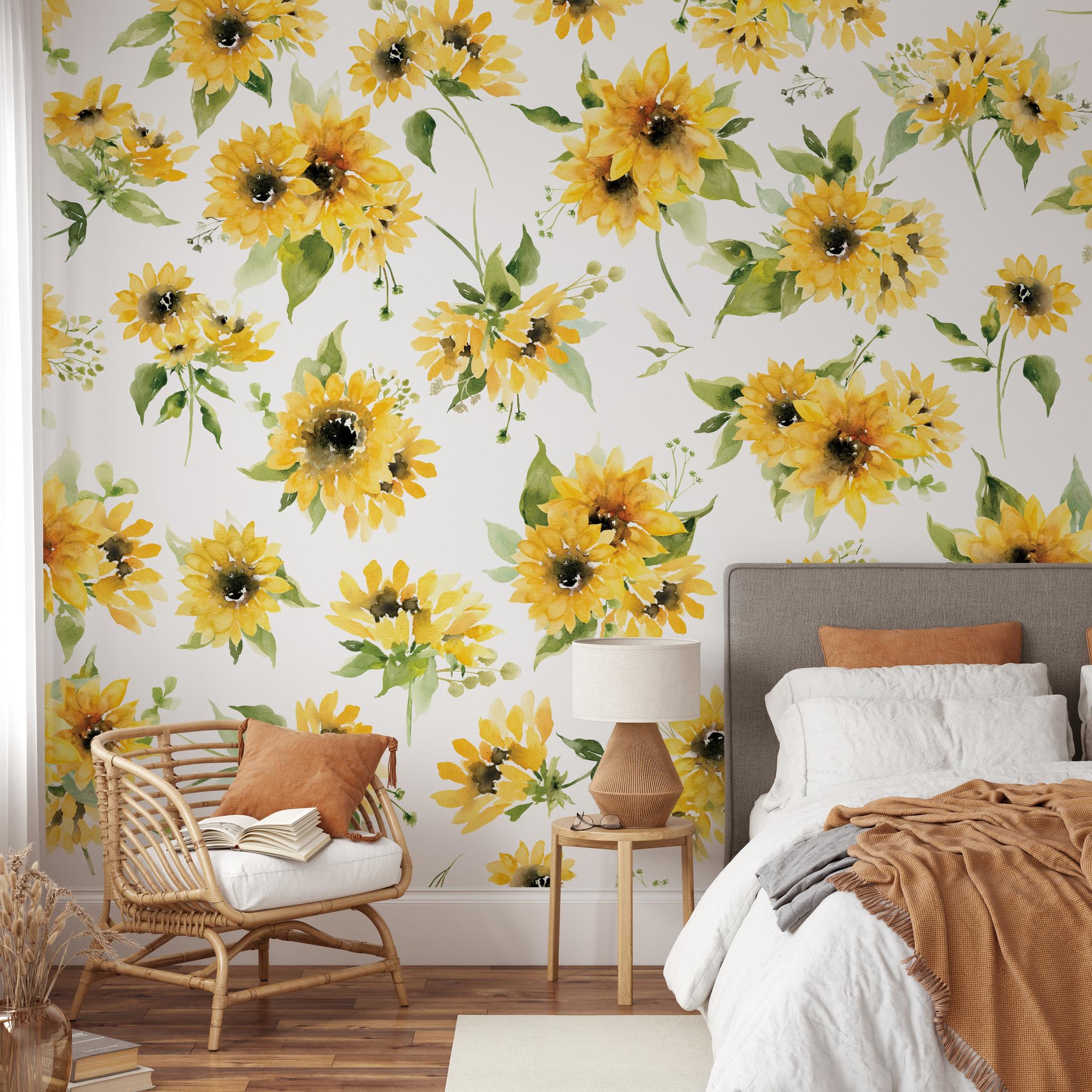 "Wall Blush's Juniper Wallpaper adding a floral touch to a cozy bedroom focus, with stylish decor."