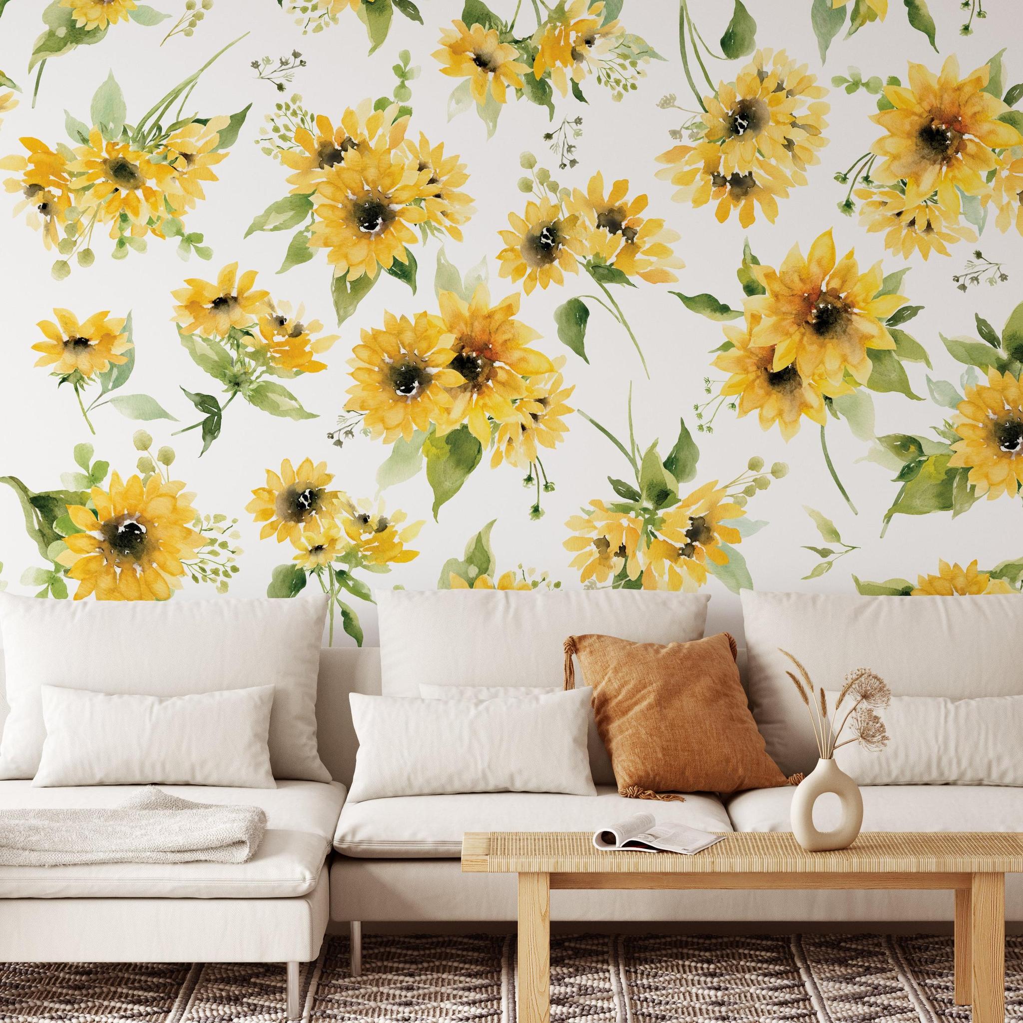 Juniper Wallpaper from The Chelsea DeBoer Line in cozy living room with floral design focus.