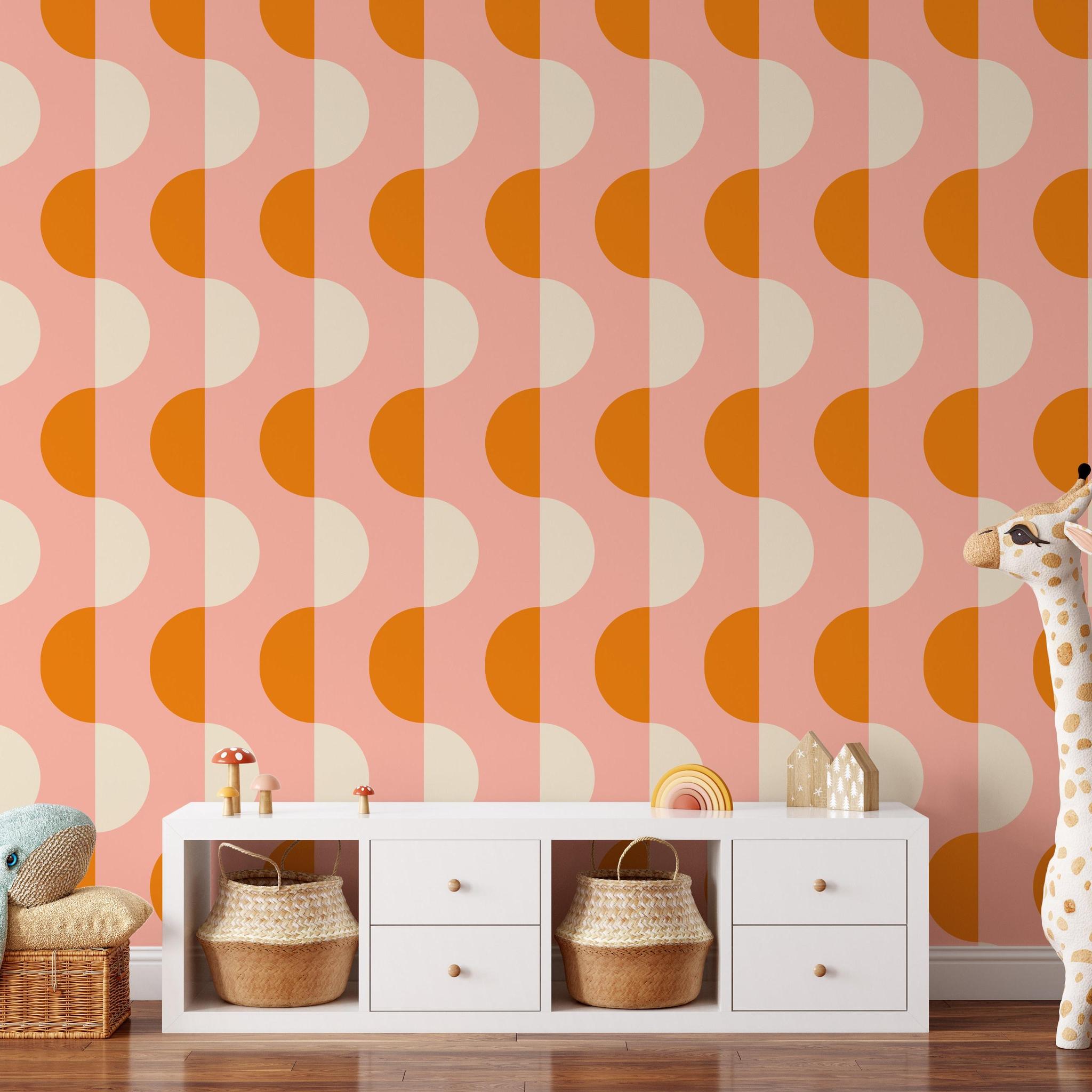Wall Blush SG02 Donna Wallpaper in a stylish children's room with playful decor accenting the vibrant pattern.