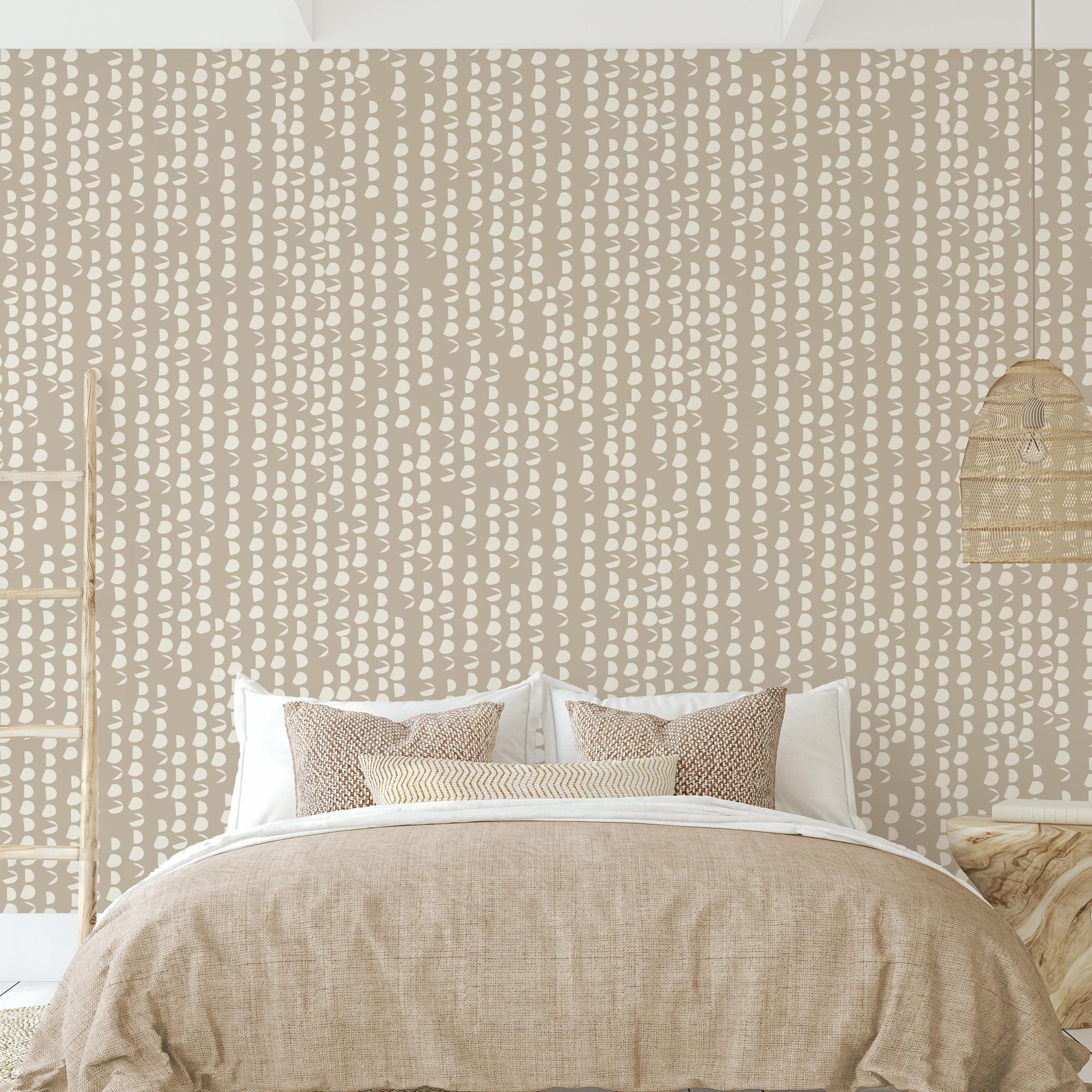 Lula Wallpaper by Wall Blush SG02 featuring in modern bedroom setting with stylish bed and decor.