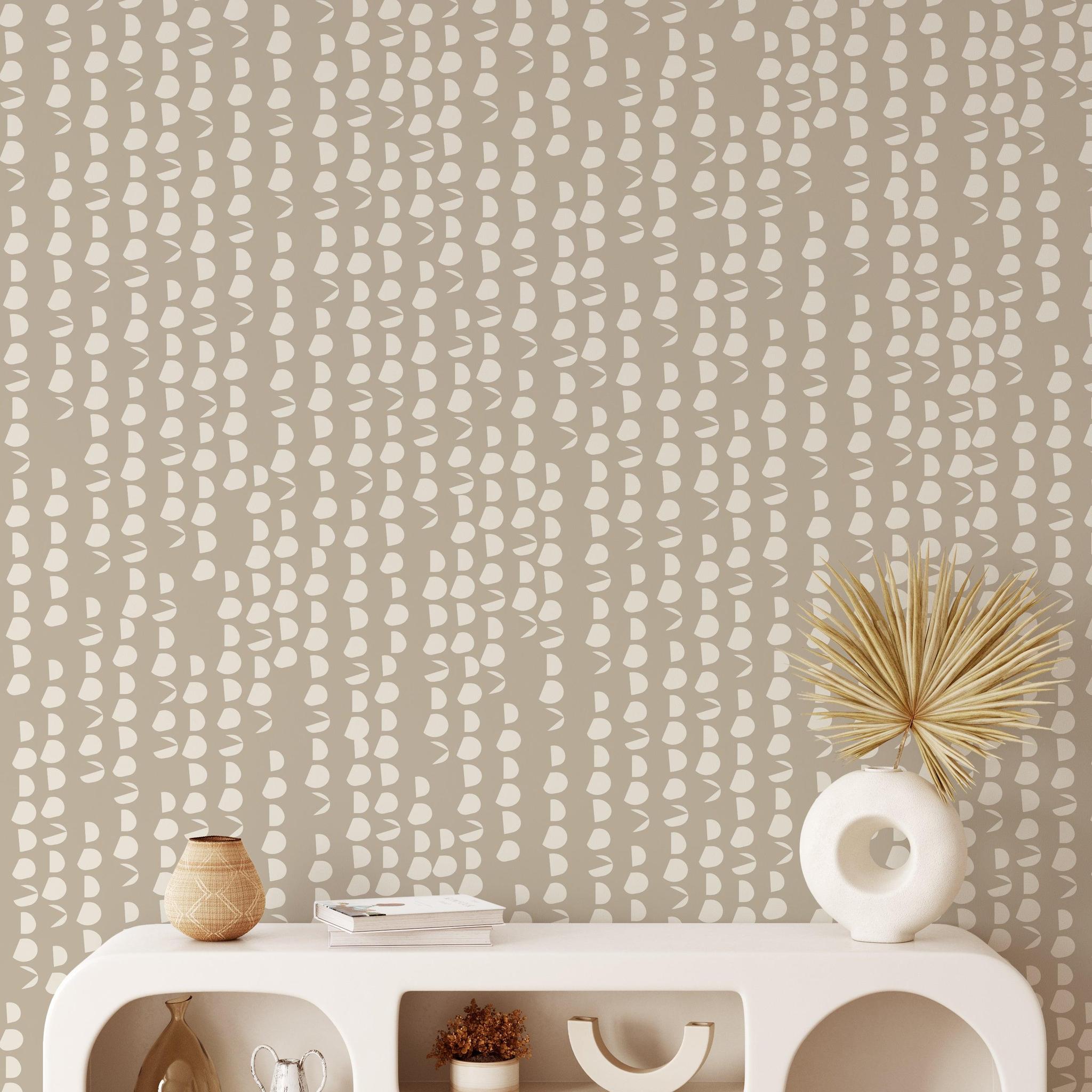 Lula Wallpaper by Wall Blush SG02 in a modern living room showcasing the elegant wall pattern focus.
