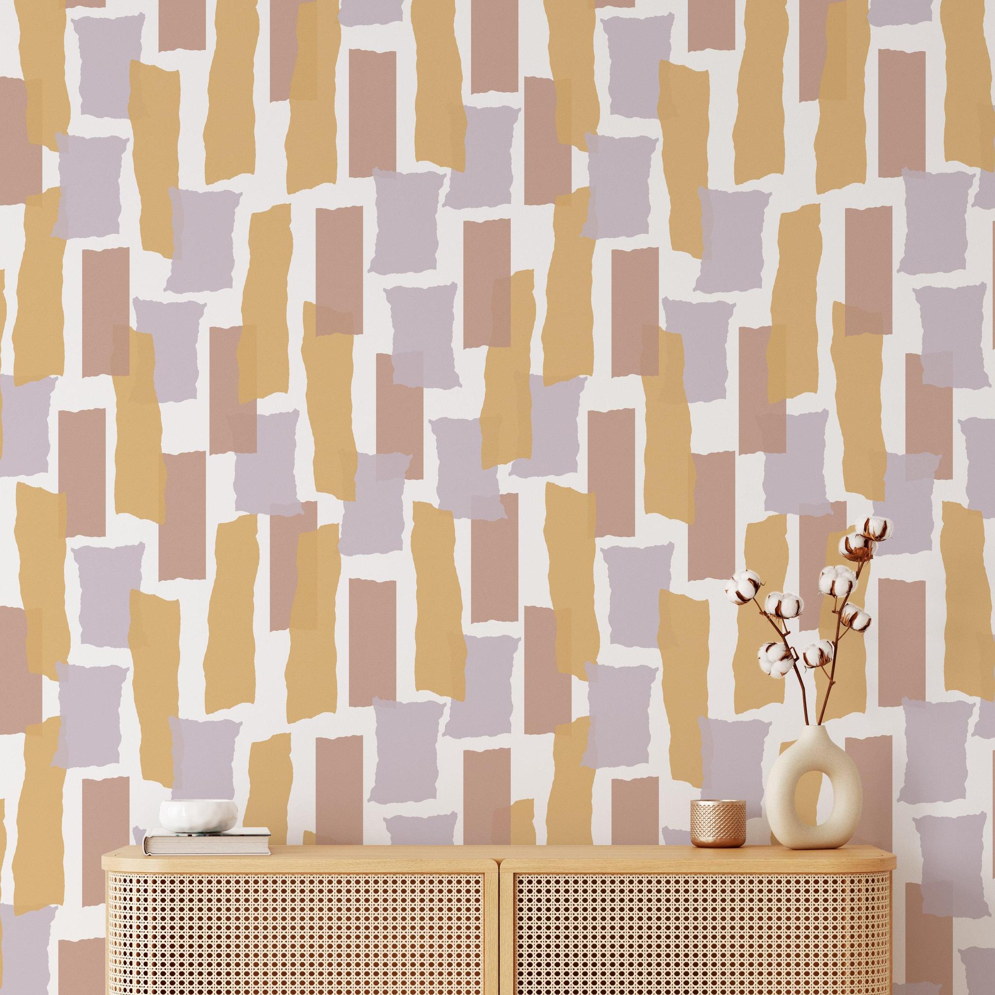 Wall Blush SG02's Love You to Pieces Wallpaper featured in a stylish living room, highlighting wall decor.