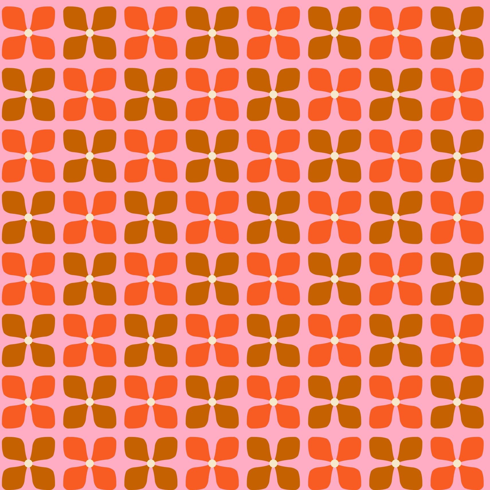 "Wall Blush Jackie Wallpaper with orange floral pattern in modern living room setting, showcasing stylish home decor."