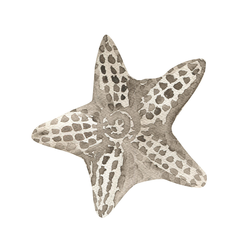 The image you have provided does not show a room or wall with wallpaper installed, rather it is a single graphic of a starfish. Therefore, given the content of the image and the required inclusion of the product title, brand, and the assumption of the wallpaper's intended use in a room, I would suggest the following alt text:
"Nautilus Wallpaper pattern close-up by Wall Blush, ideal for enhancing living spaces with a nautical theme."