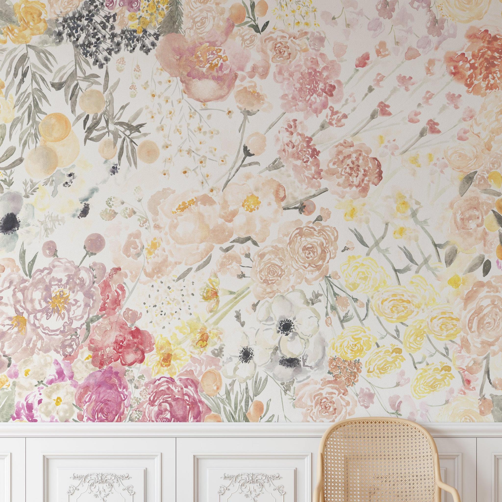 Floral Spring Fling Wallpaper by The Salem Gideon Line in an elegant living room setting.