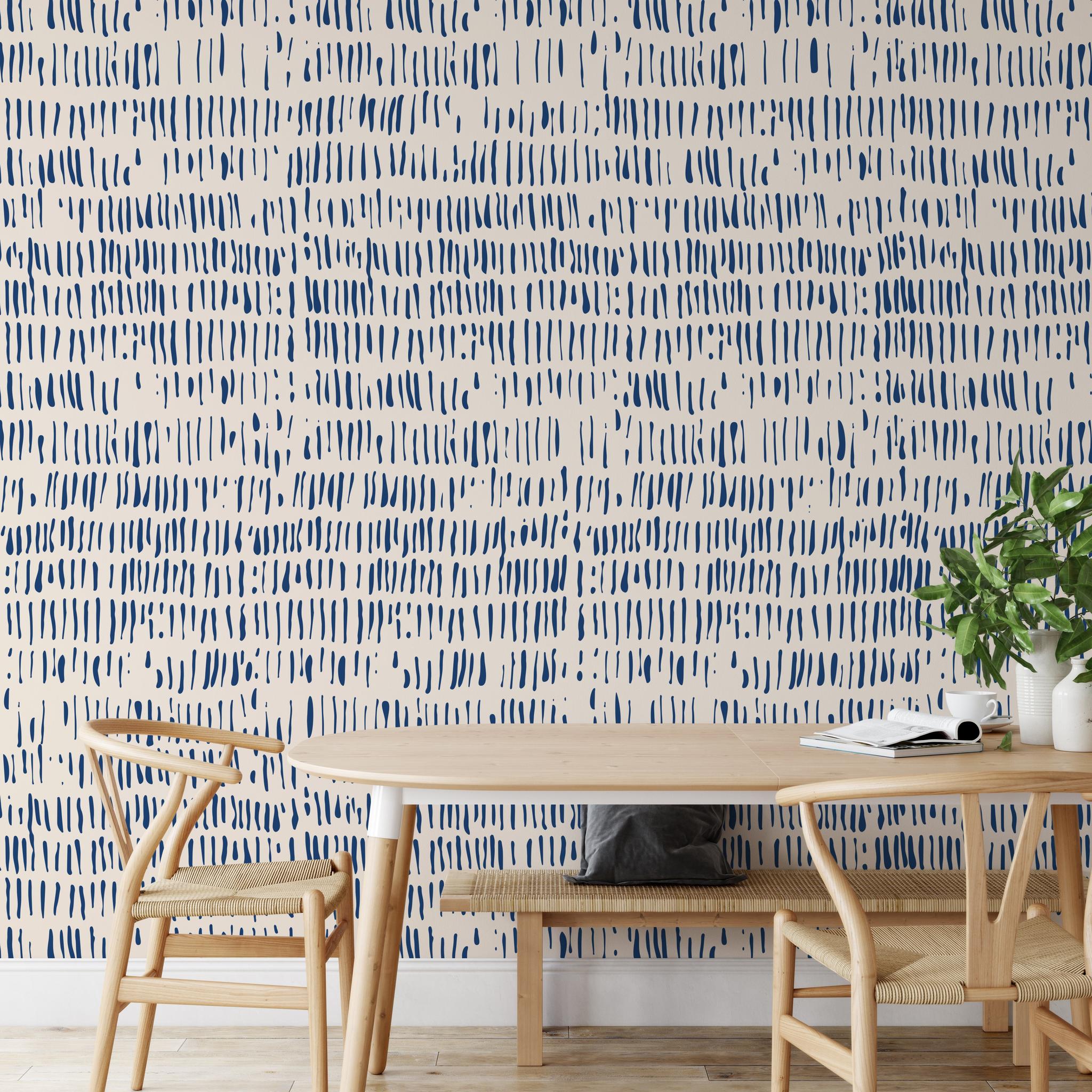 "Wall Blush Tally Wallpaper in modern home office, focus on stylish wall decor"
(With this alt text, I've included the product title "Tally Wallpaper," brand "Wall Blush," and the type of room, which seems to be a modern home office. The focus is placed on the wallpaper itself as the subject of decor.)