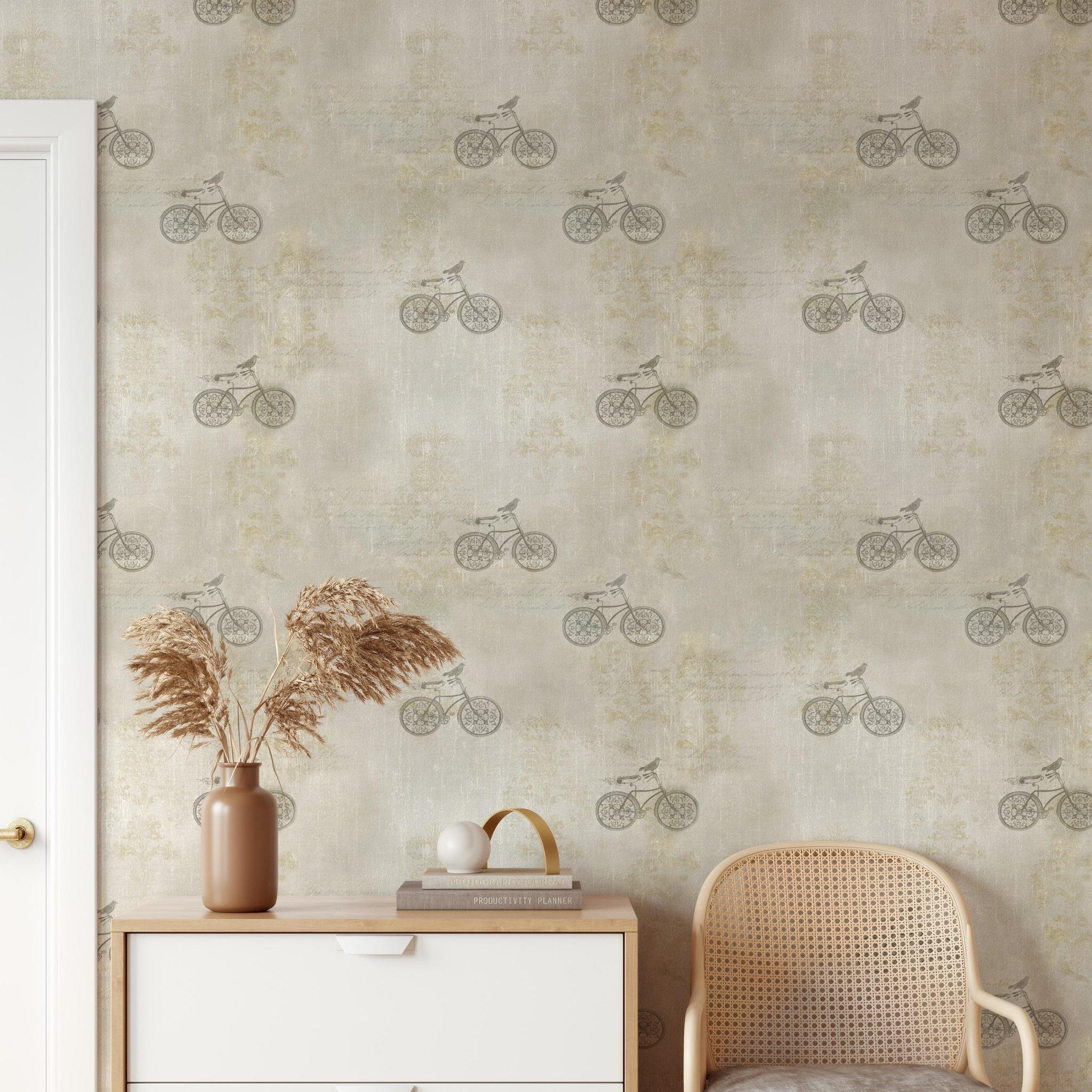 Sparrows Sprint Wallpaper from The 7th Haven Interiors Line in a modern bedroom setting with a focus on elegant wall decor.