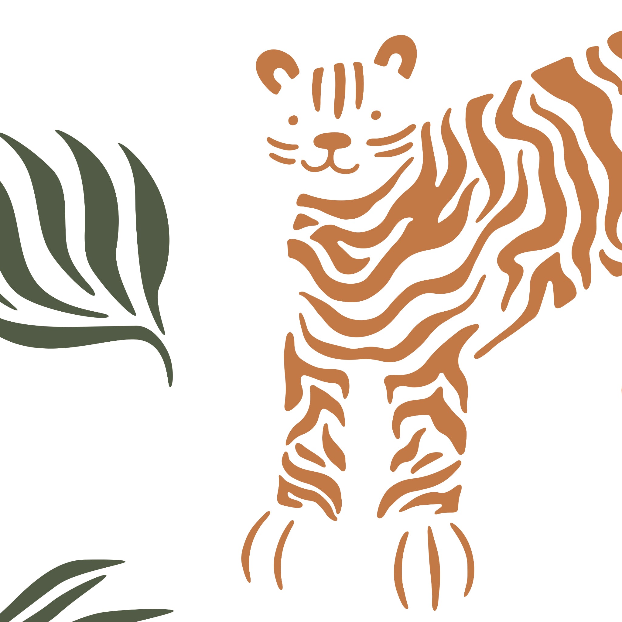 "Wall Blush brand RAWR (White) Wallpaper featuring playful tiger design in a stylish nursery room."