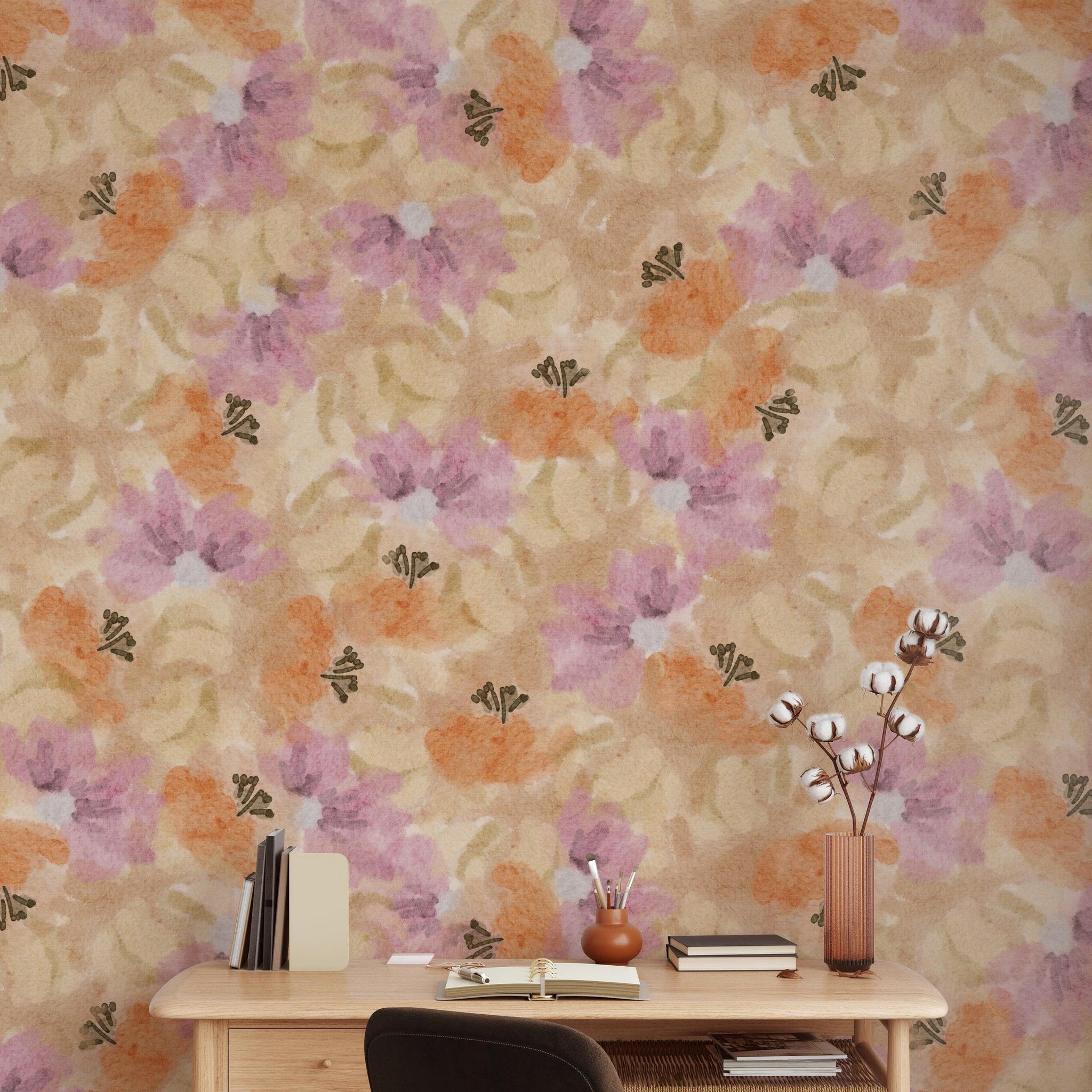 Bridget Wallpaper by Wall Blush SG02 featured in a stylish home office, enhancing the room's aesthetic.