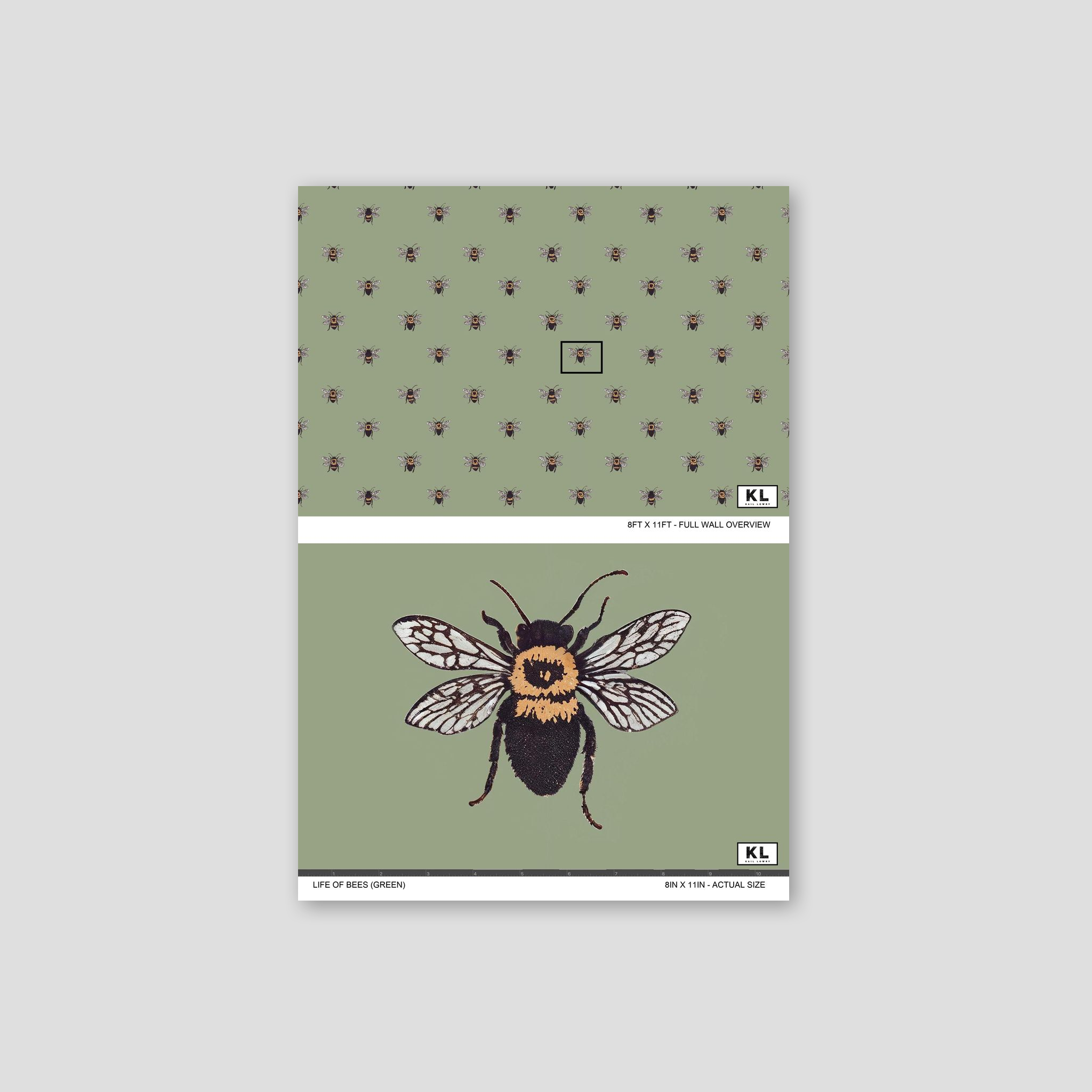 Life of Bees (Green) Wallpaper