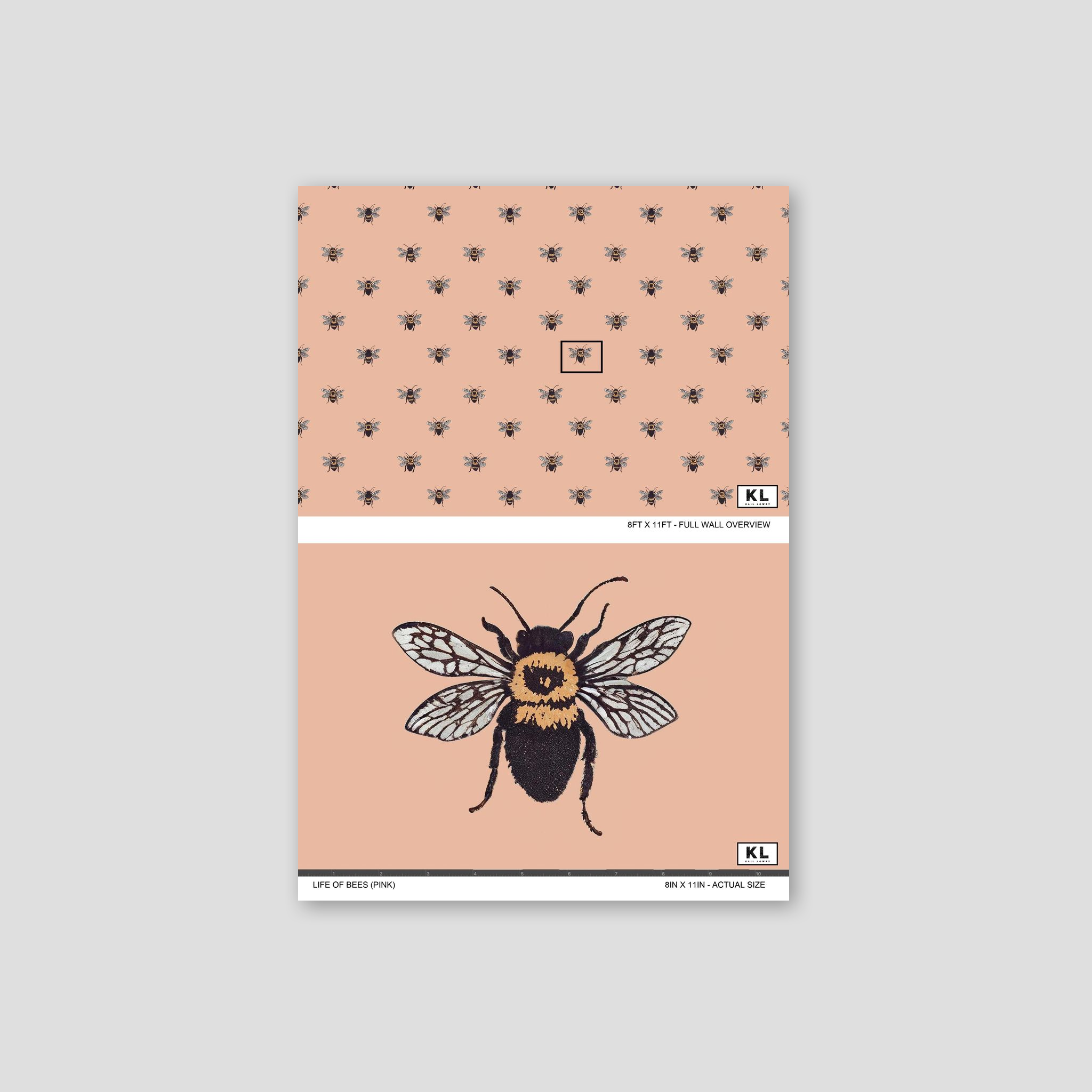 Life of Bees (Pink) Wallpaper