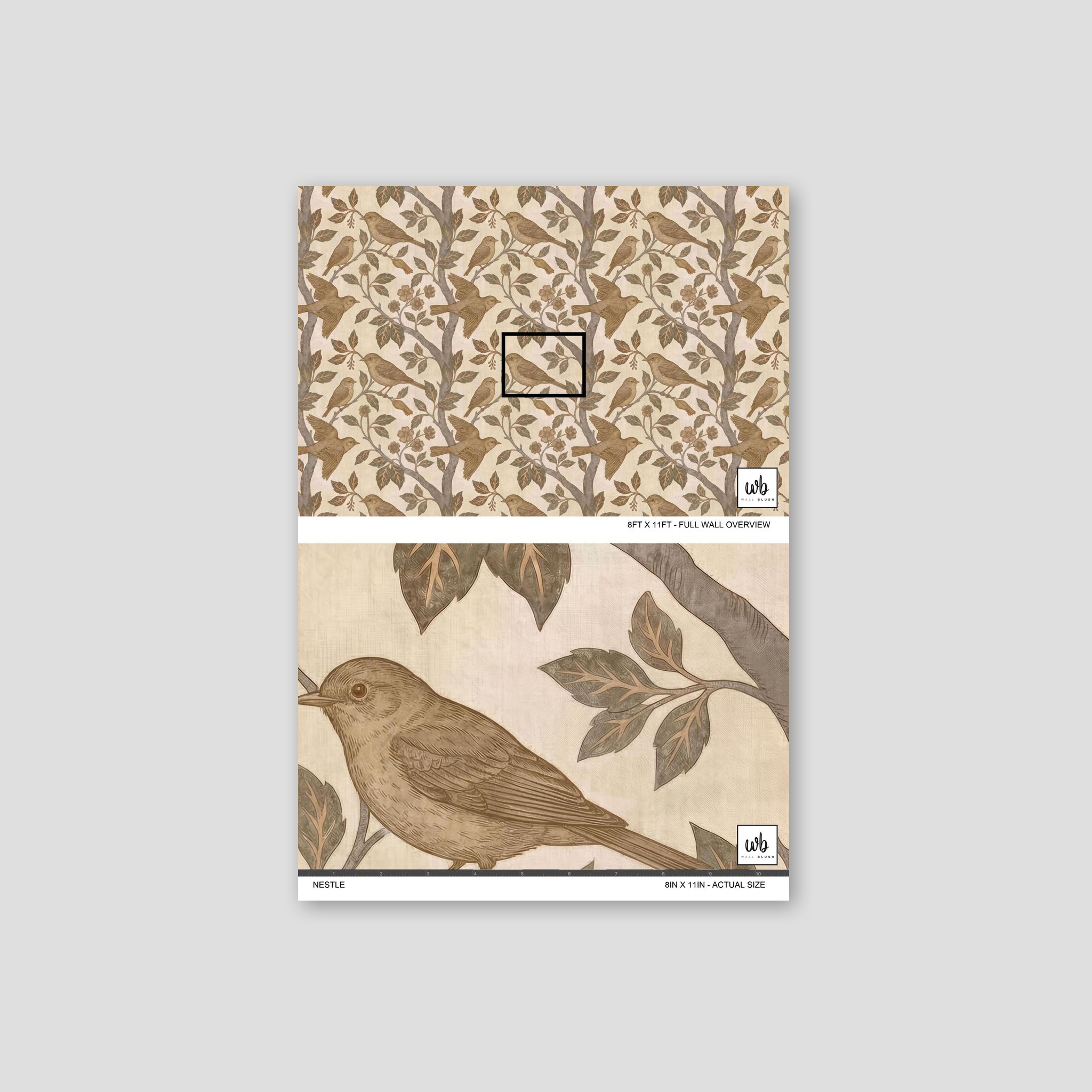 Nestle Wallpaper - 8 FT H X 18 FT W Traditional