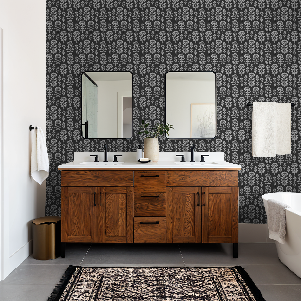 Bloom Floral (Gray) Wallpaper