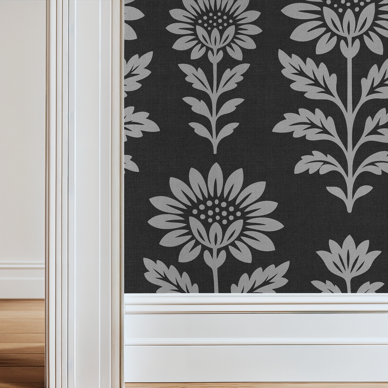 Bloom Floral (Gray) Wallpaper