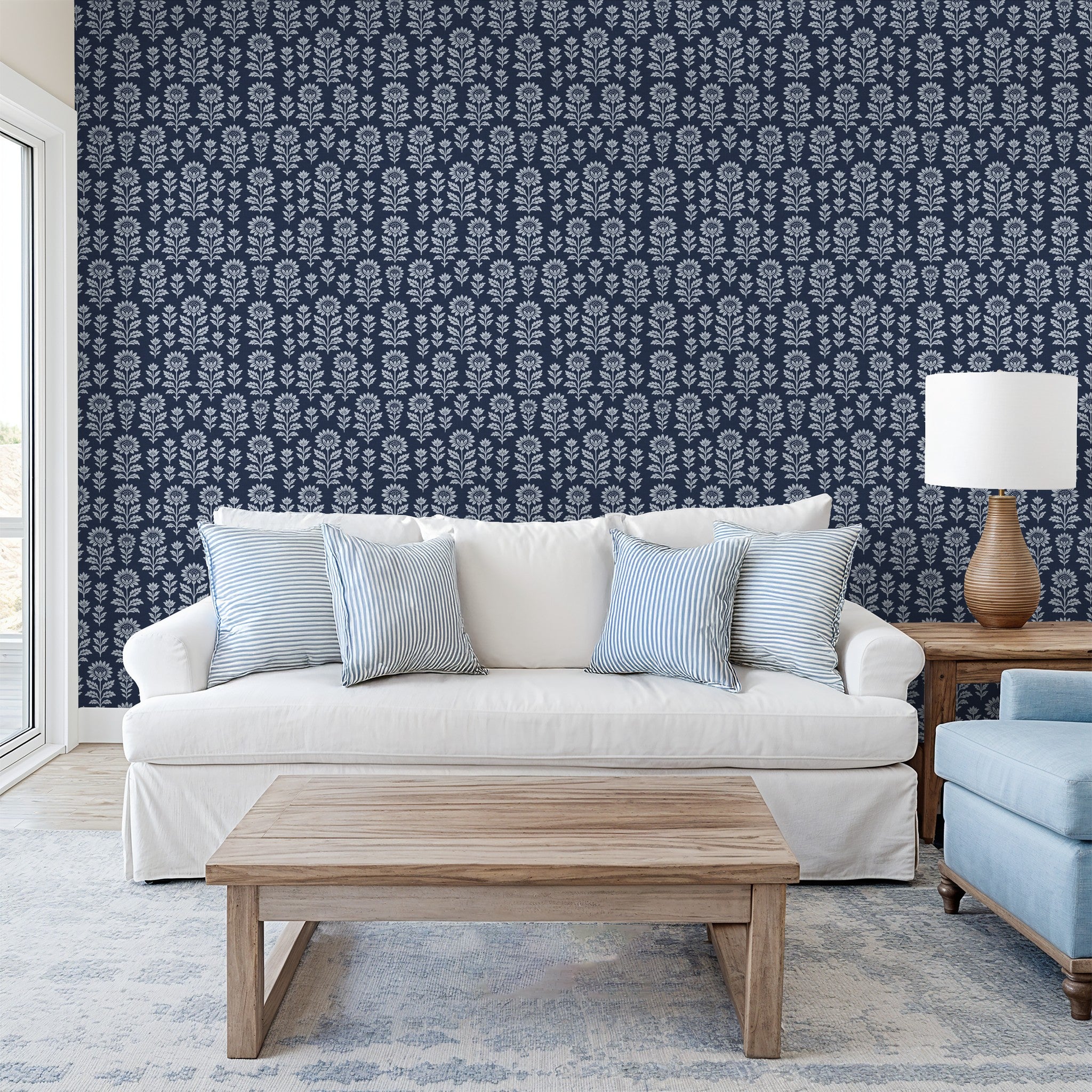 Bloom Floral (Blue) Wallpaper