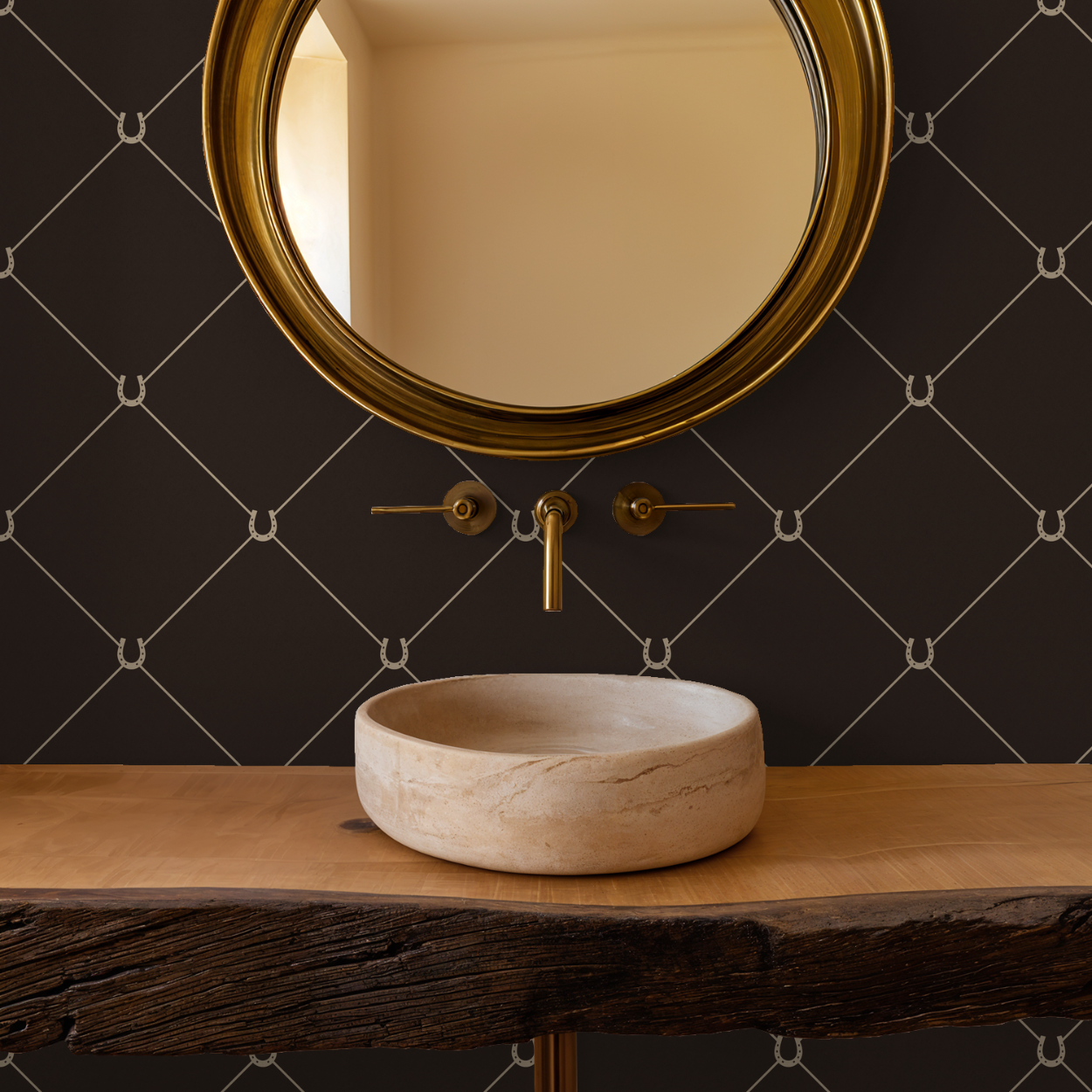 Double Diamond (Brown) Wallpaper