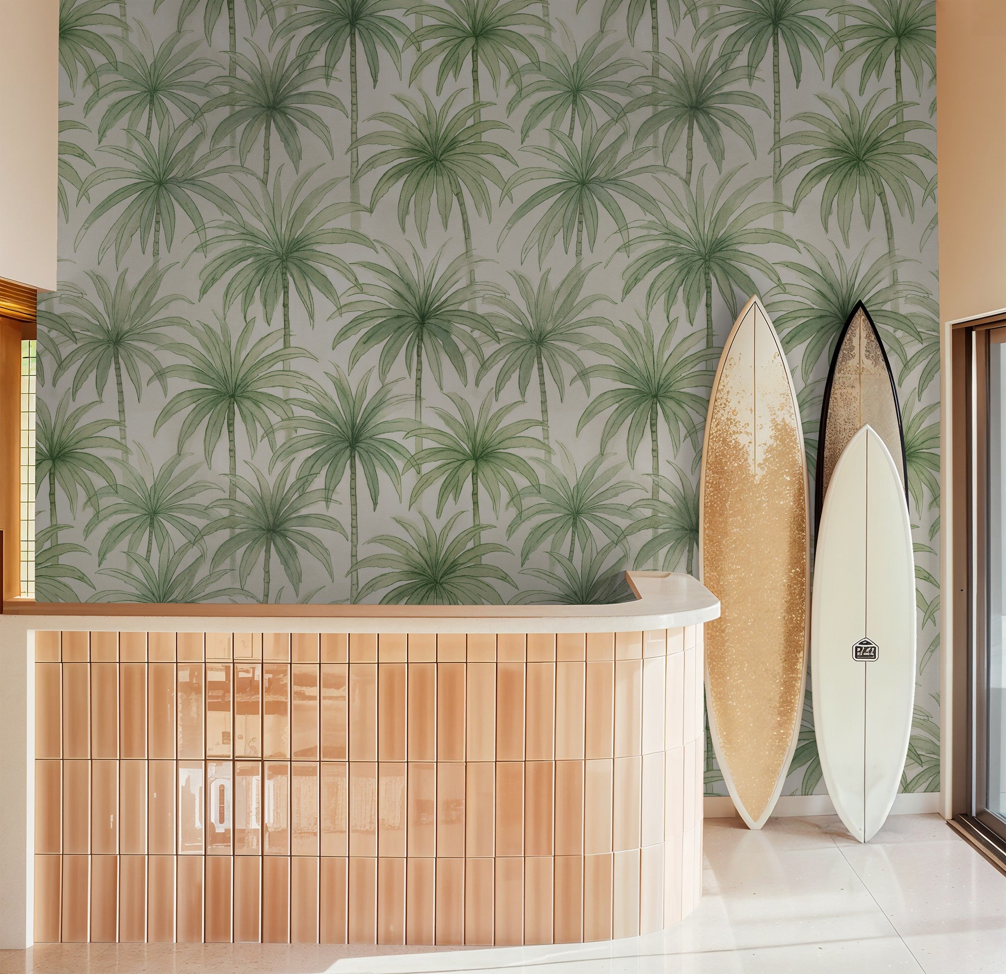 Palm Reverie (Green) Wallpaper