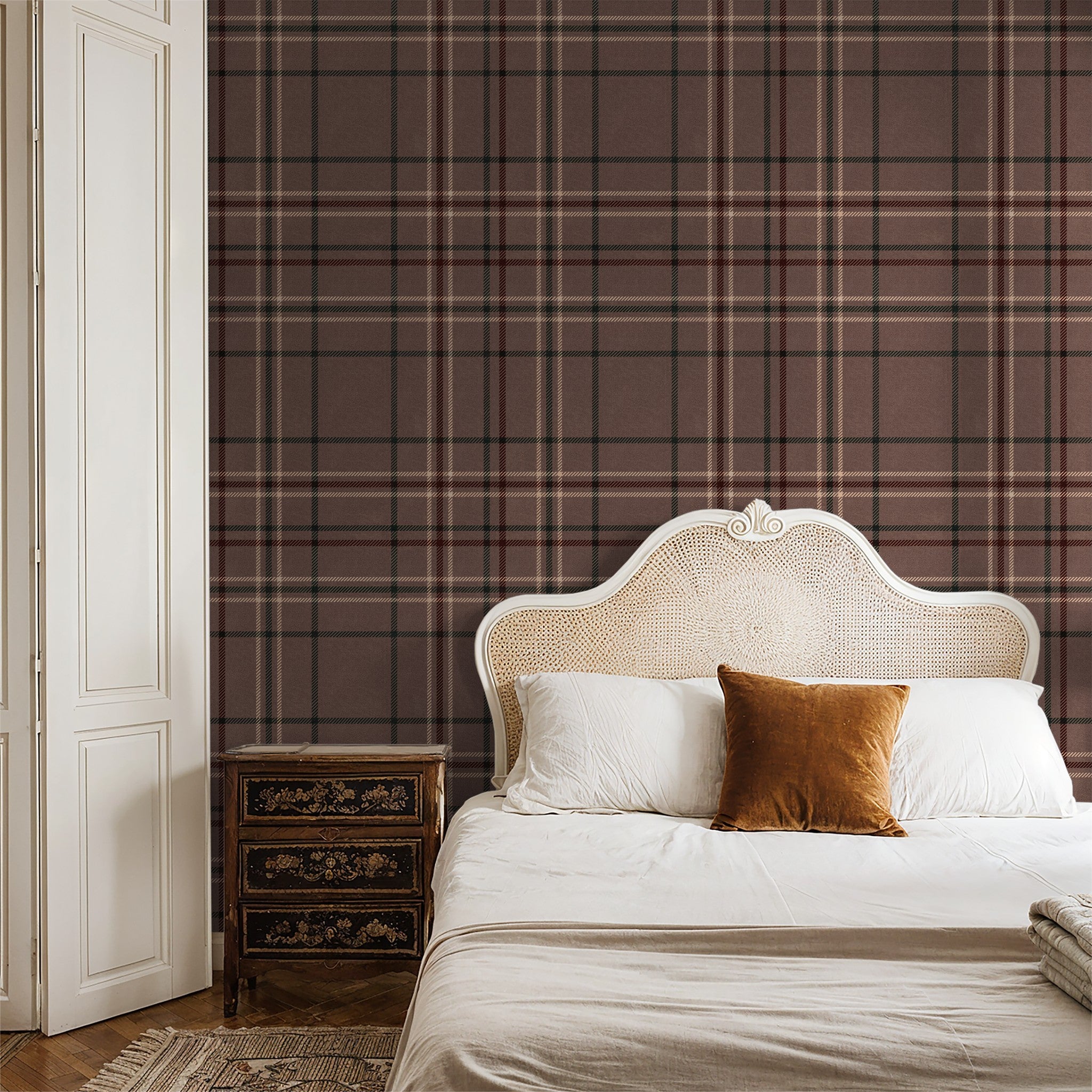 Rose Plaid Wallpaper