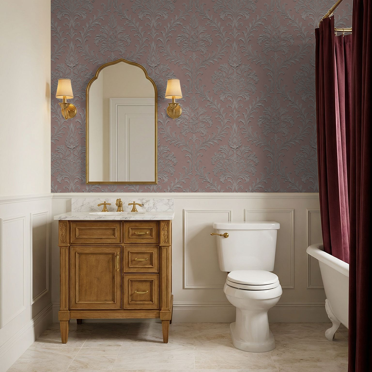 Daphne Brocade (Blush) Wallpaper