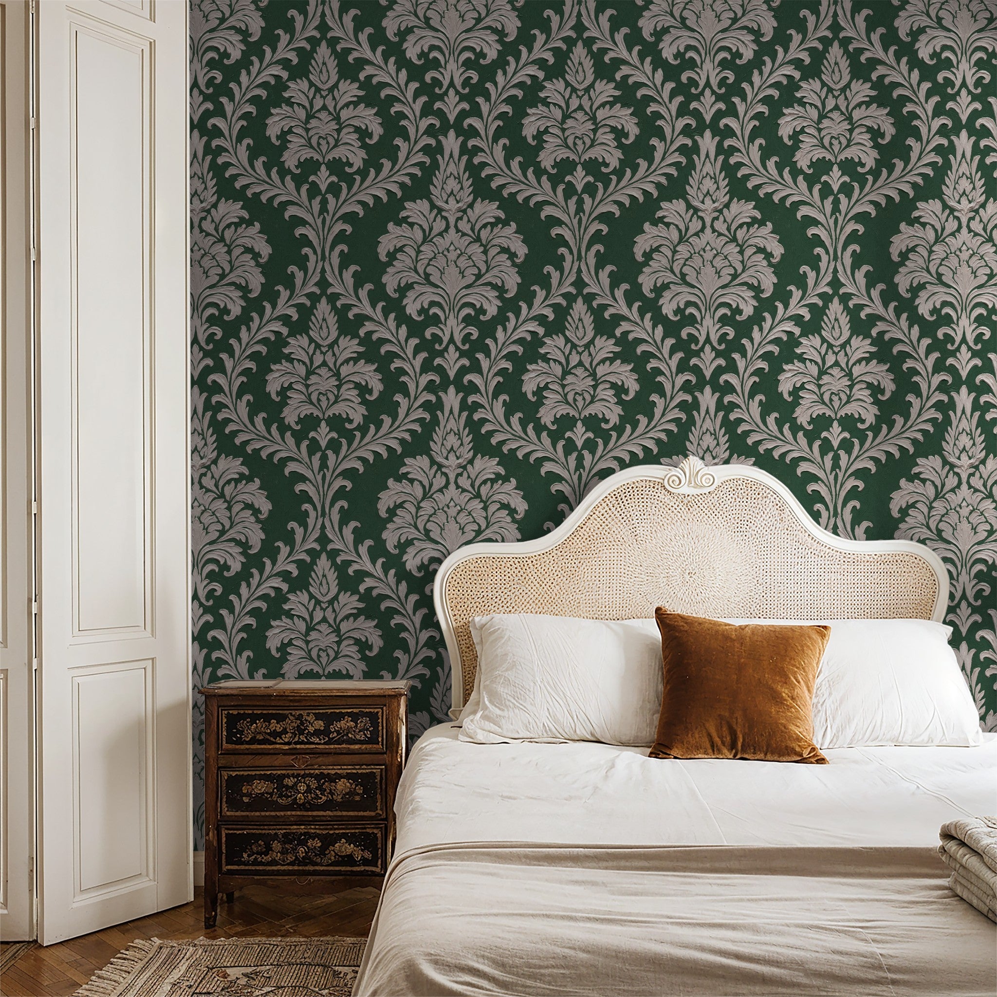 Daphne Brocade (Green) Wallpaper