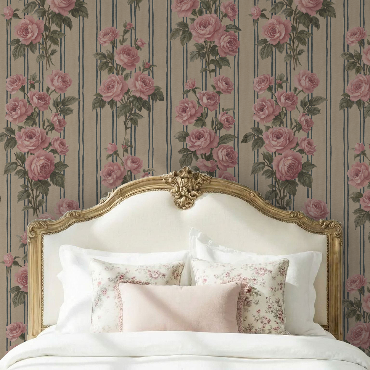 Heirloom Rose Stripe Wallpaper