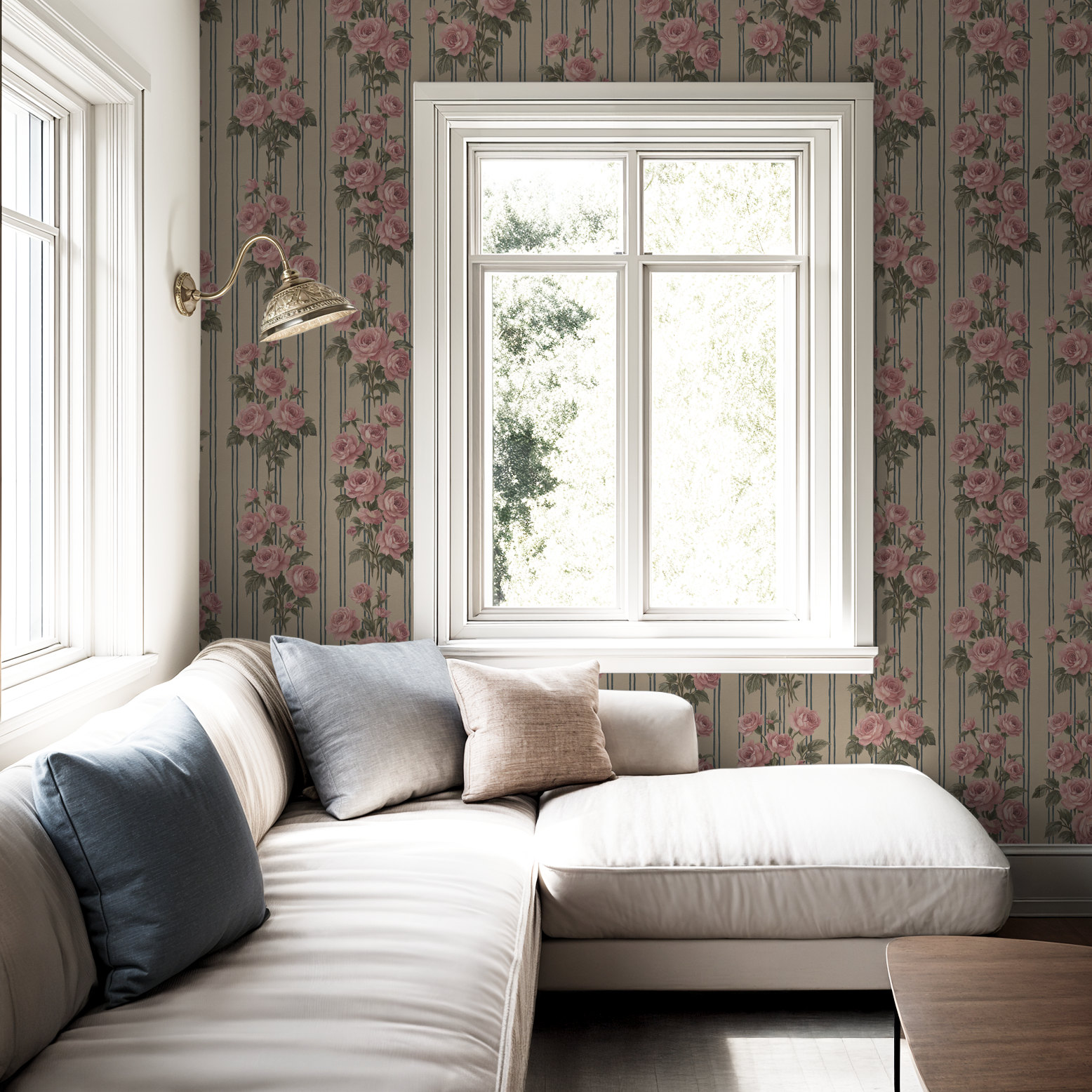 Heirloom Rose Stripe Wallpaper