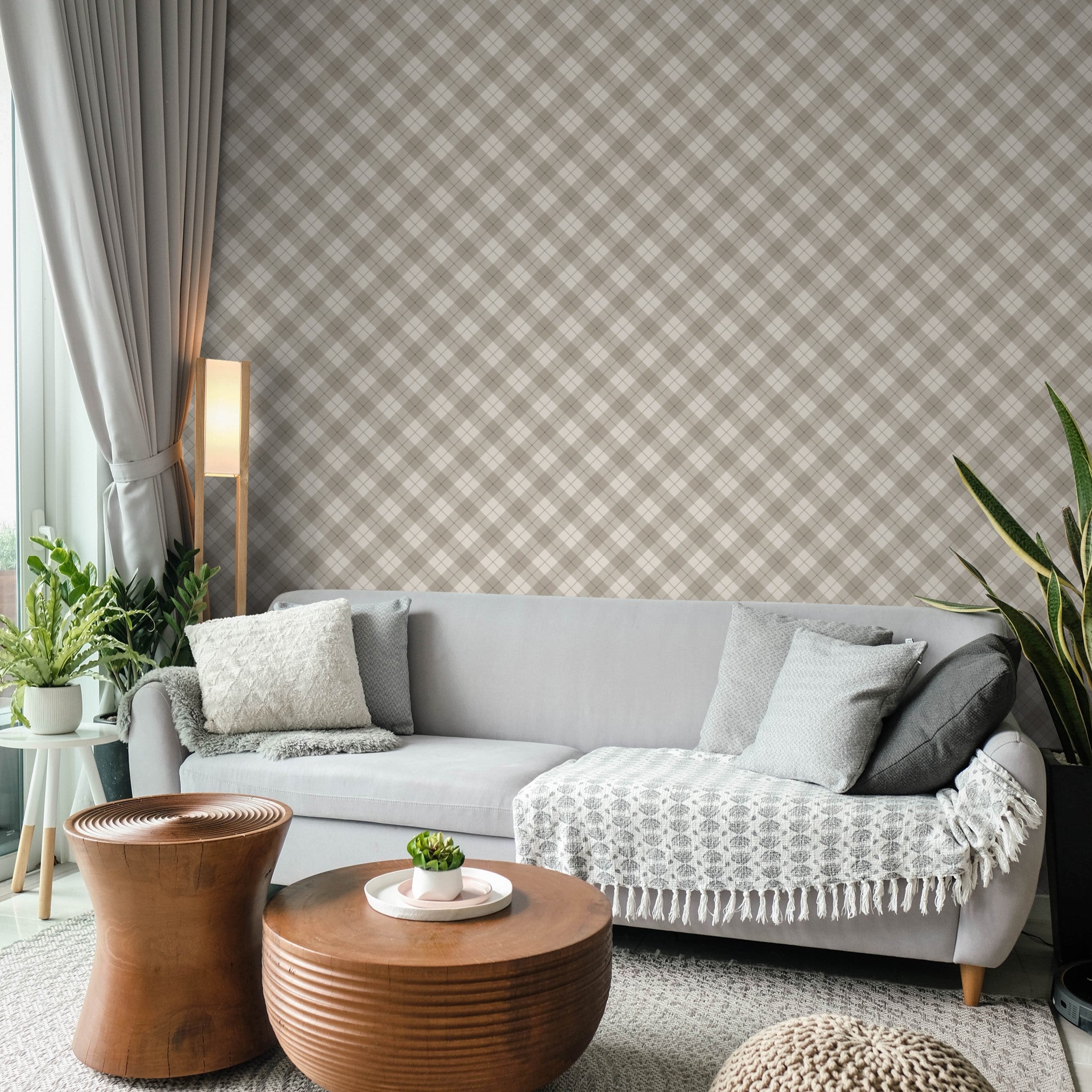 Gilmore Wallpaper by Wall Blush in a cozy living room, highlighting elegant wall design focus.