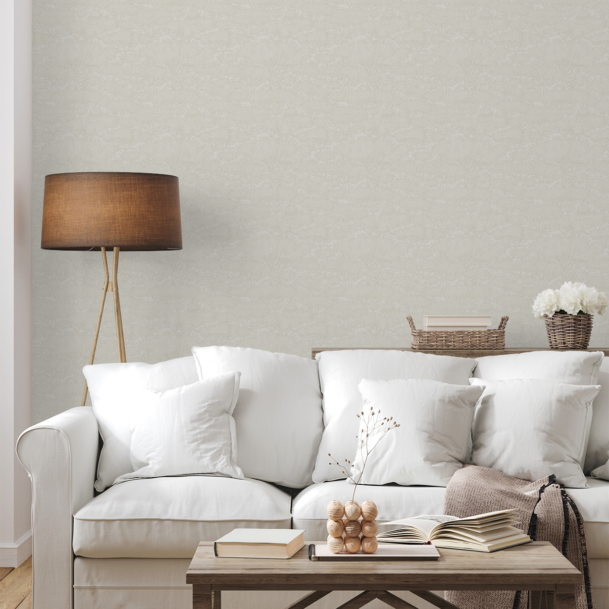 Ollie Tree (Cream) Wallpaper