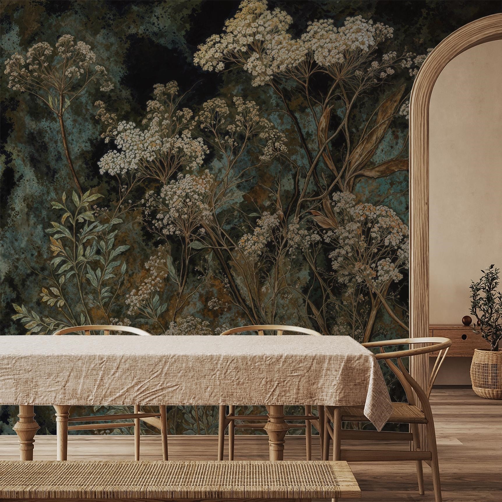 Copper Garden Wallpaper - 8 FT H X 15 FT W Traditional