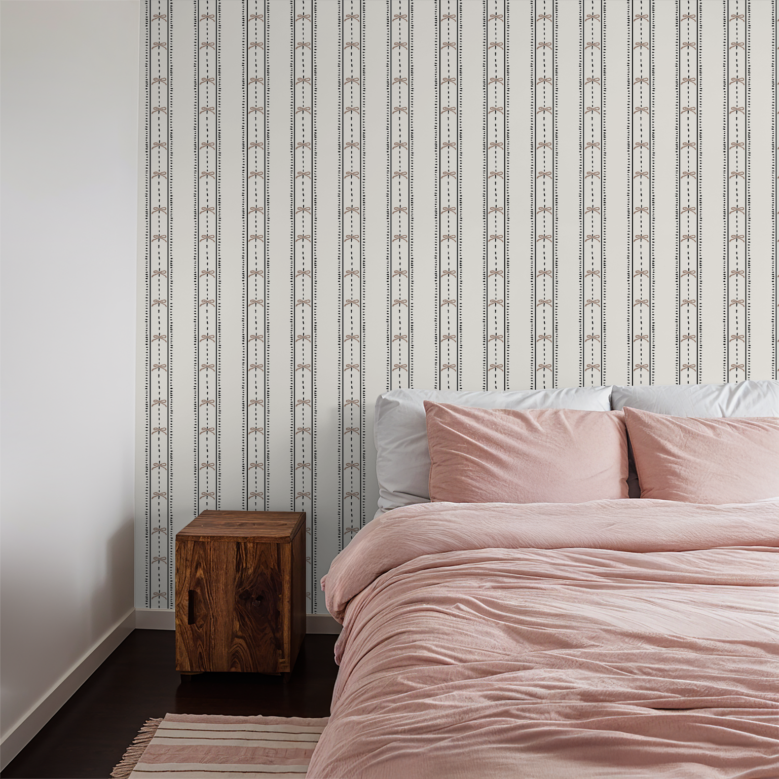 Cottage Bows (Pink) Wallpaper