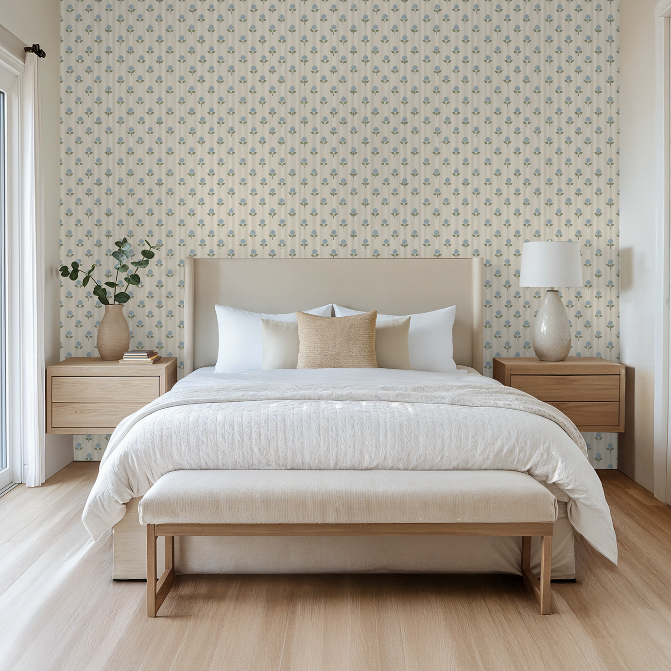 The Sylvie (Blue) Wallpaper - 4 FT H X 17 FT W Traditional