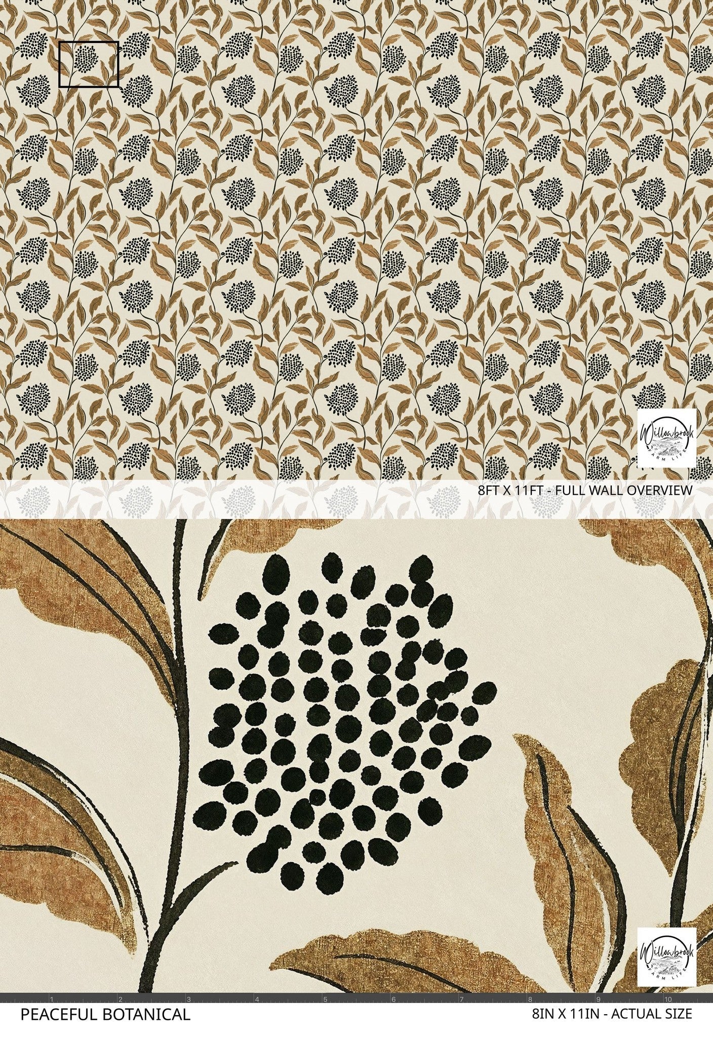 Peaceful Botanical Wallpaper - 4 FT H X 13 FT W Peel and Stick
