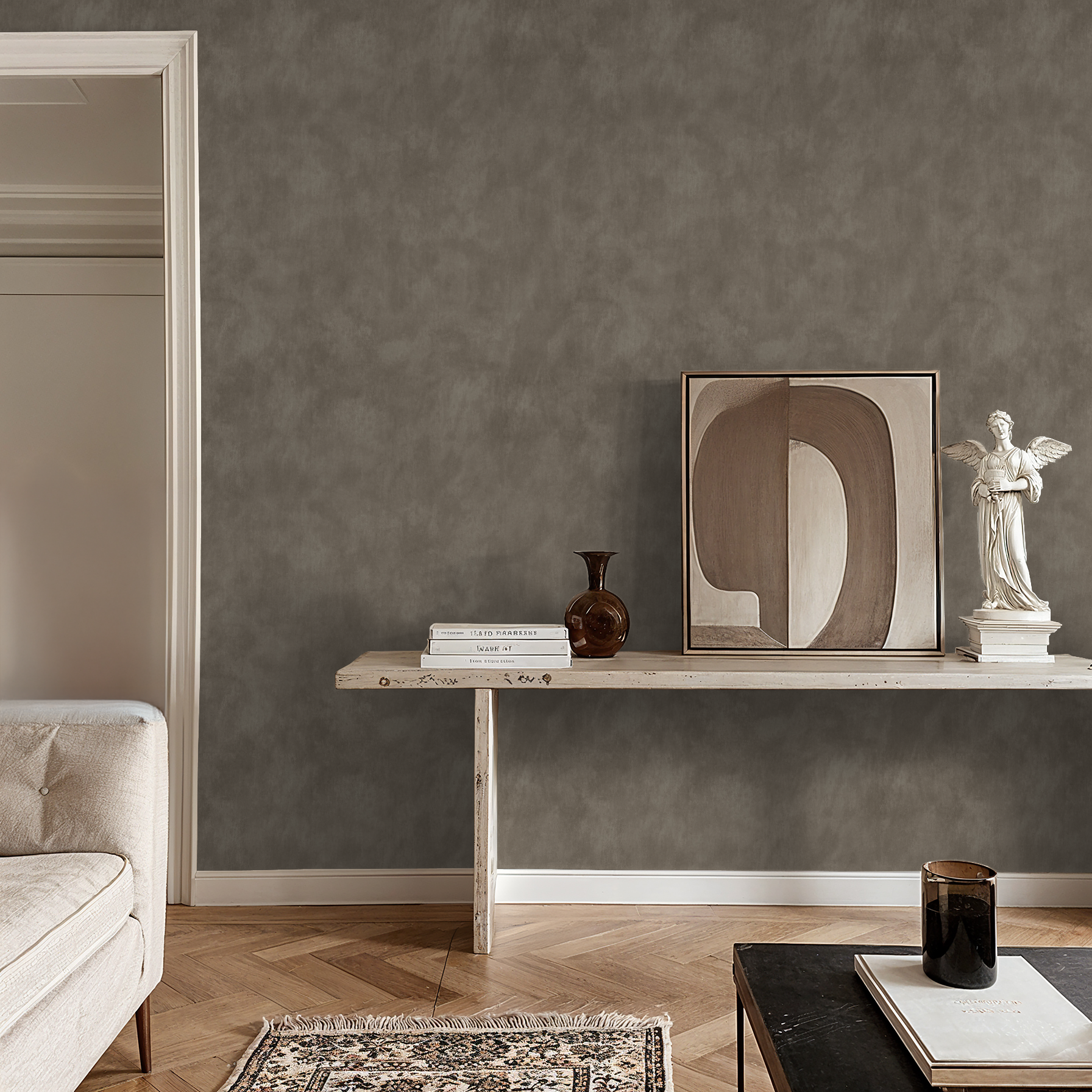 Limewash (Brown) Wallpaper - 8 FT H X 19 FT W Peel and Stick