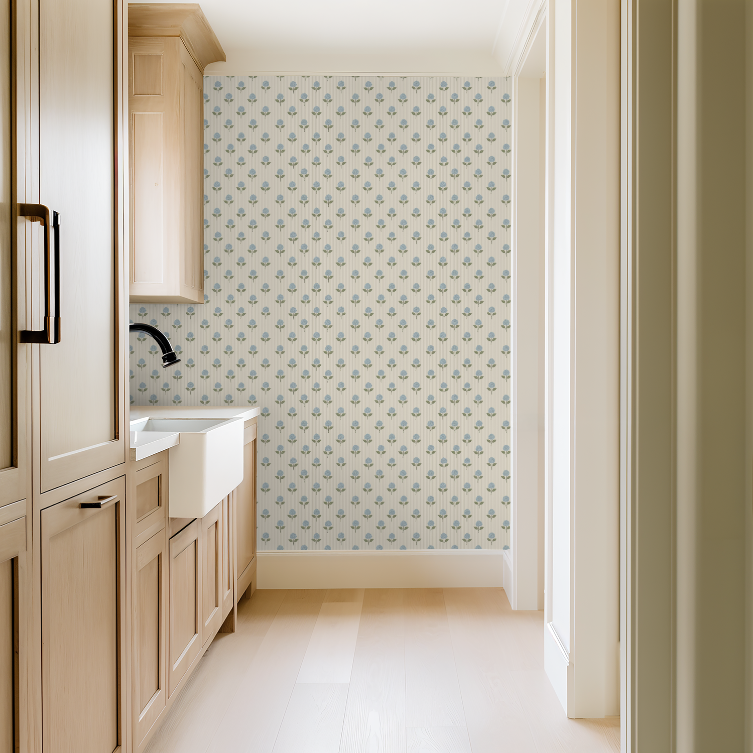 The Sylvie (Blue) Wallpaper - 4 FT H X 17 FT W Traditional