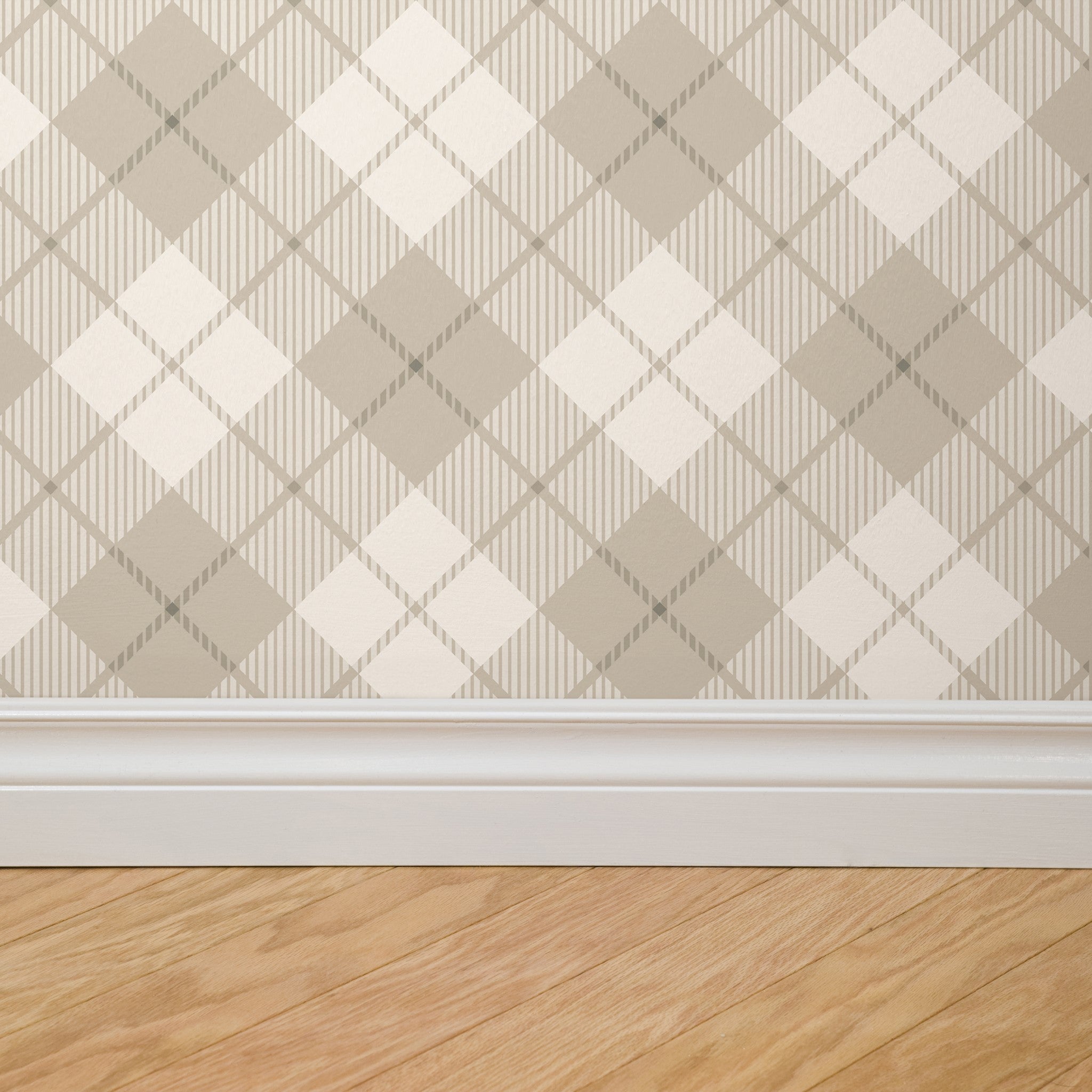 Elegant Gilmore Wallpaper by Wall Blush in a modern living room, geometric pattern focus.