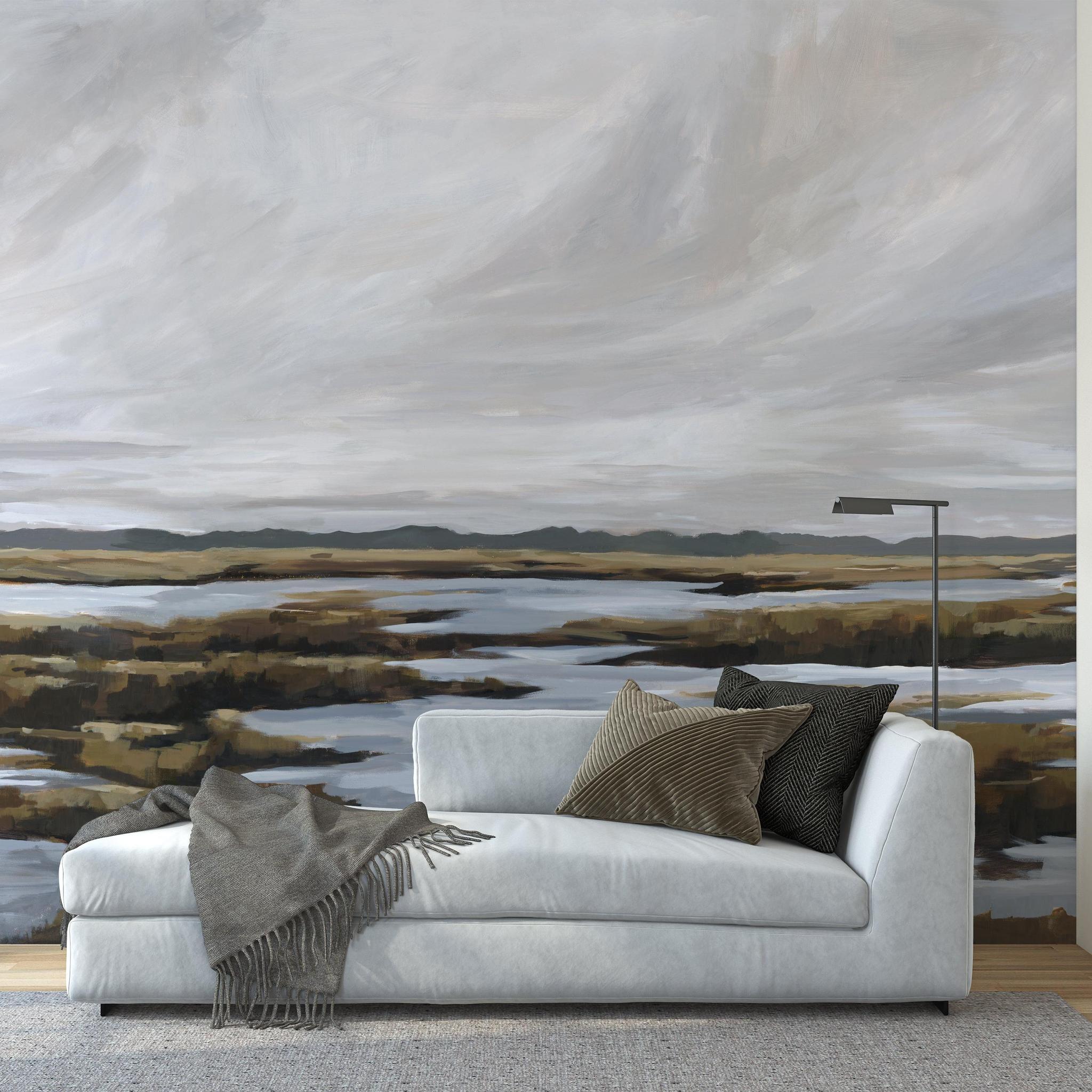 Beyond the Marsh Wallpaper - 10 FT H X 13 FT W Traditional