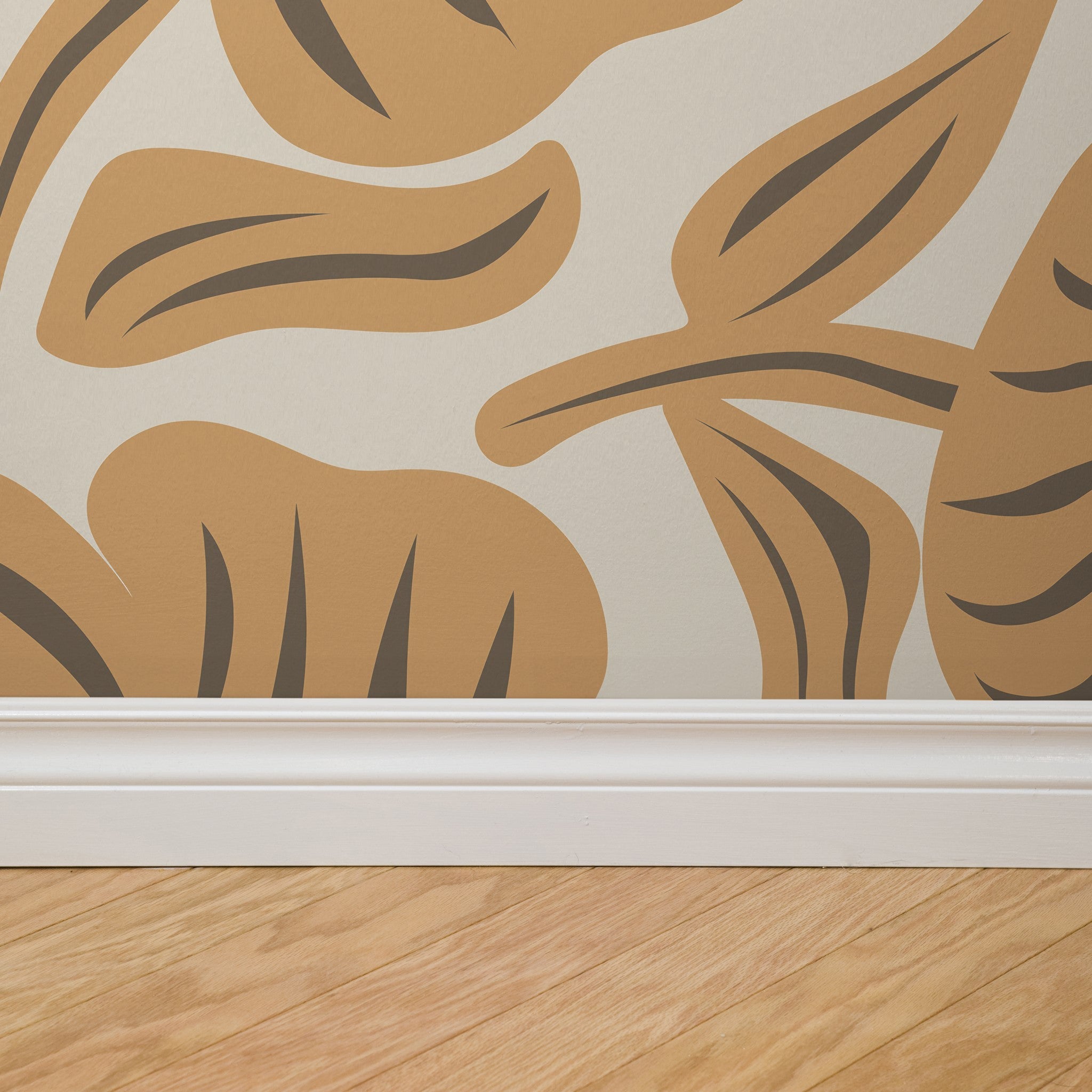 "Wall Blush Buttercup Wallpaper in stylish living room, with focus on floral design and quality texture."