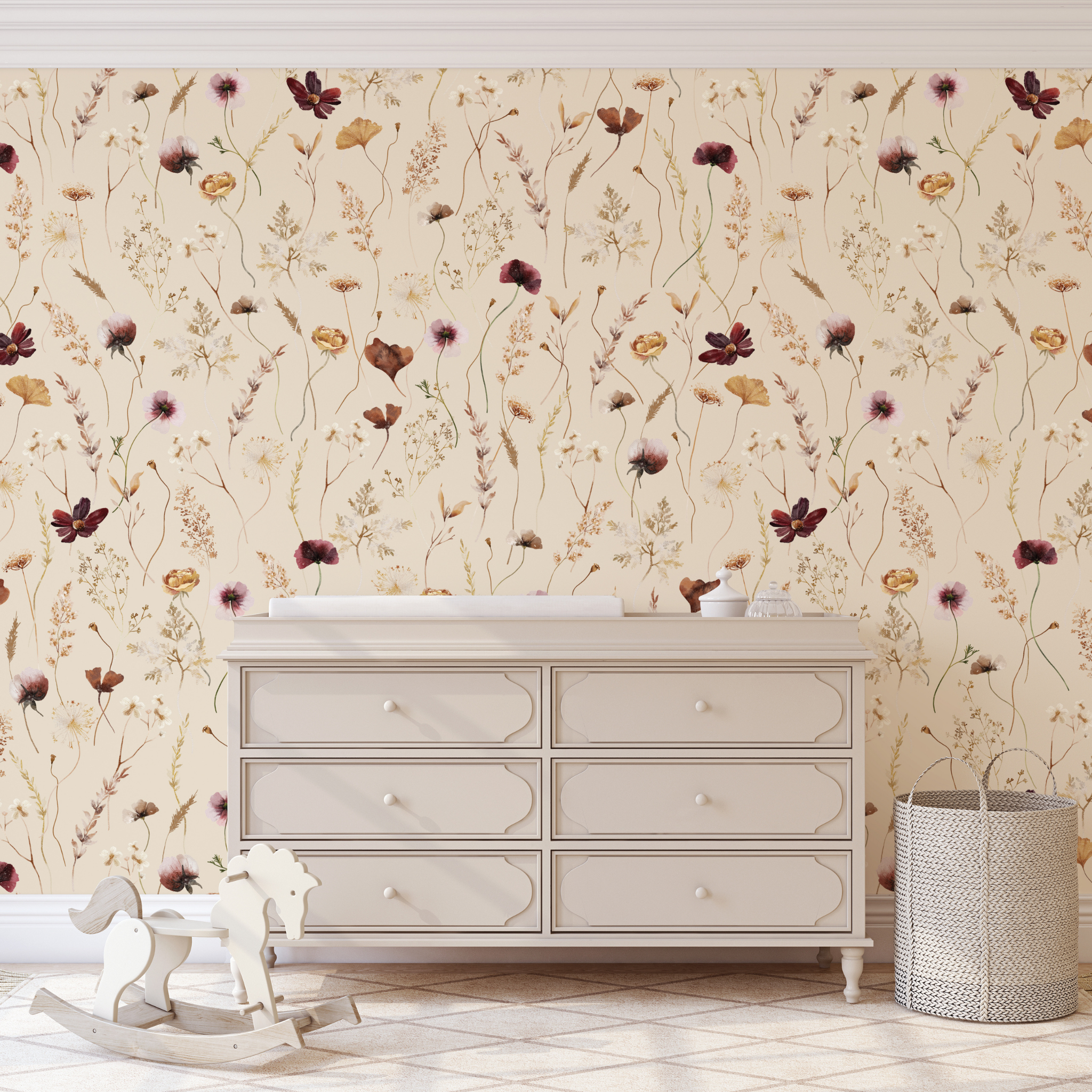 Dahlia (Tan) Wallpaper - 10 FT H X 16 FT W Luxe Peel and Stick
